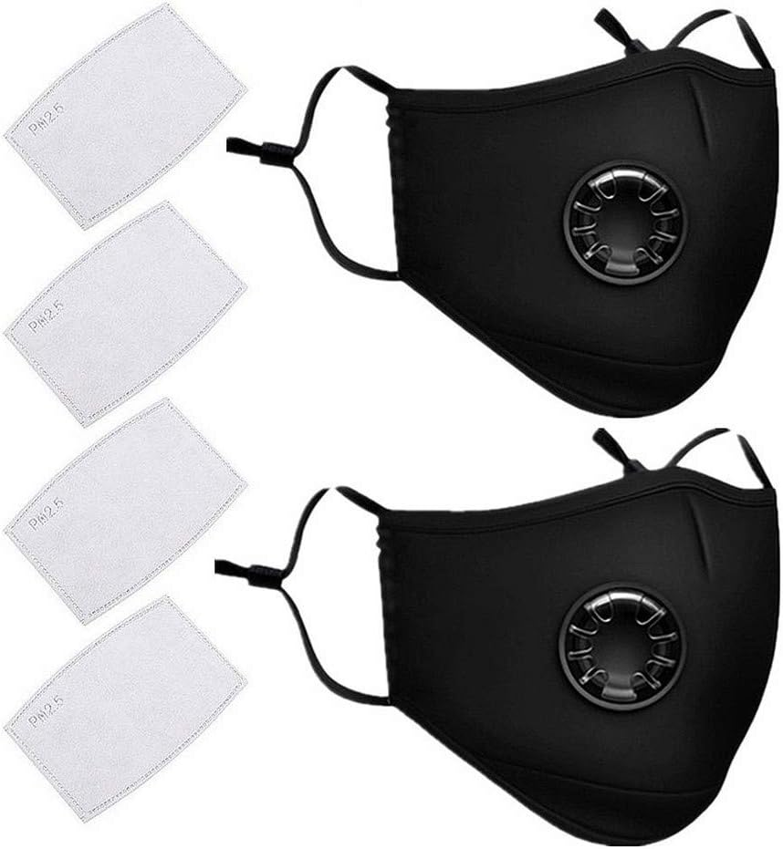 2 Pack Reusable Face Masks with 4 Filters, Cotton Washable Face Mask with 5-Layer Activated Carbon Filters and Adjustable Straps/Fits Most Adults-Black image number 6
