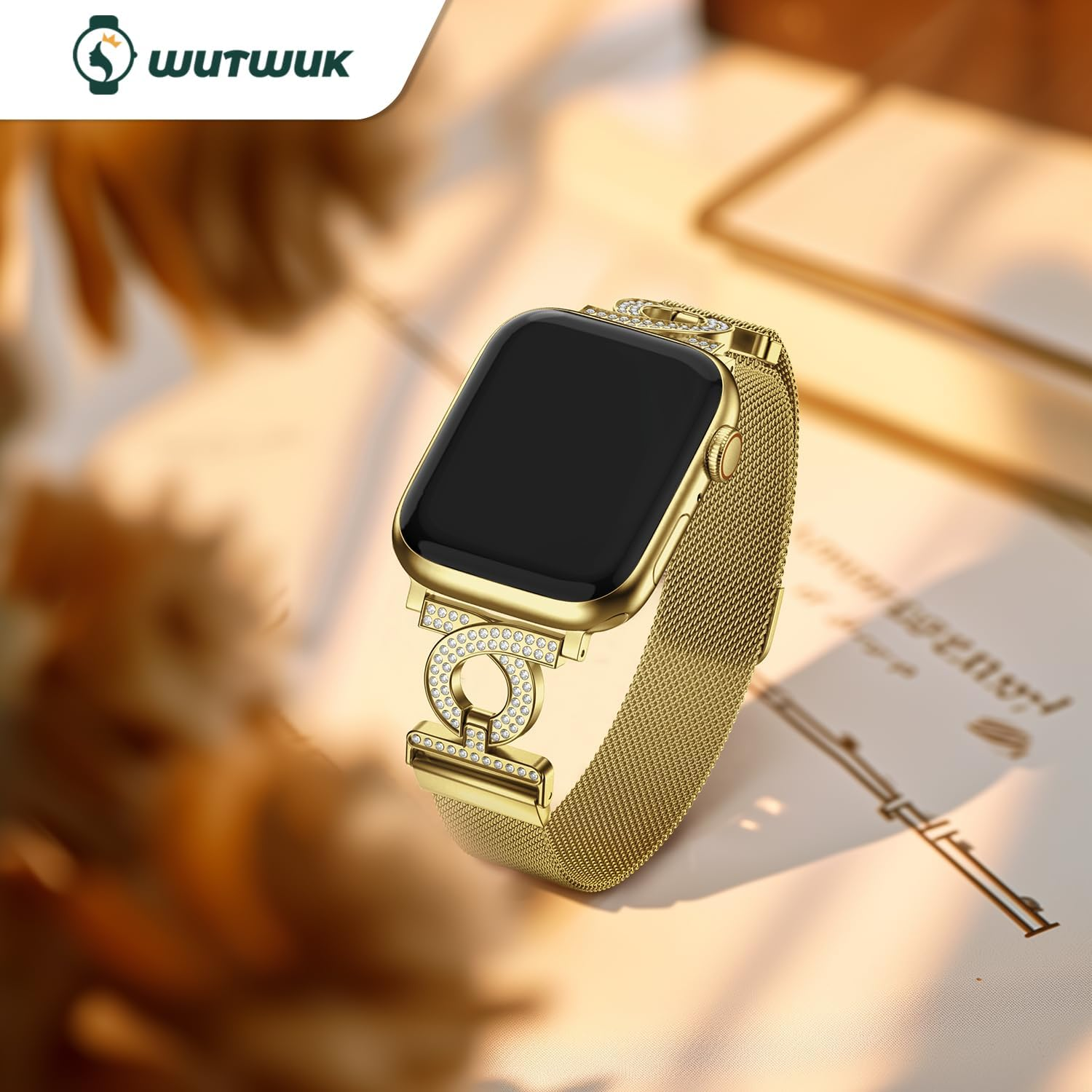 Wutwuk Compatible with Apple Watch Band 49Mm 46Mm 45Mm 44Mm 42Mm(Series 3 2 1) Ladies Mlanniese Loop Bands for Iwatch Series 11 10 9 8 7 6 5 4 3 2 1 SE Ultra Women with Magnetically Absorbent Clasp