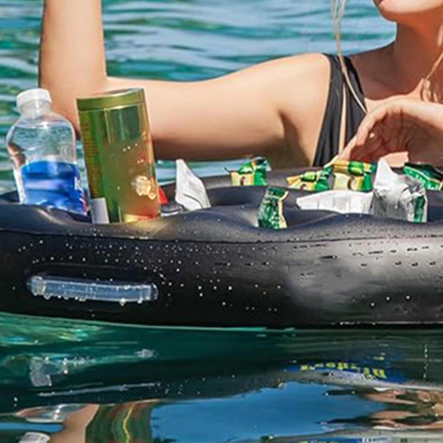 Pool Drink Holder Tray | Floating Drink Holder with 8 Holes | Poolside Beverage Tray PVC Swimming Pool Drink Holder Beach Party Drink Holder Inflatable Beverage Holder for Pool image number 5