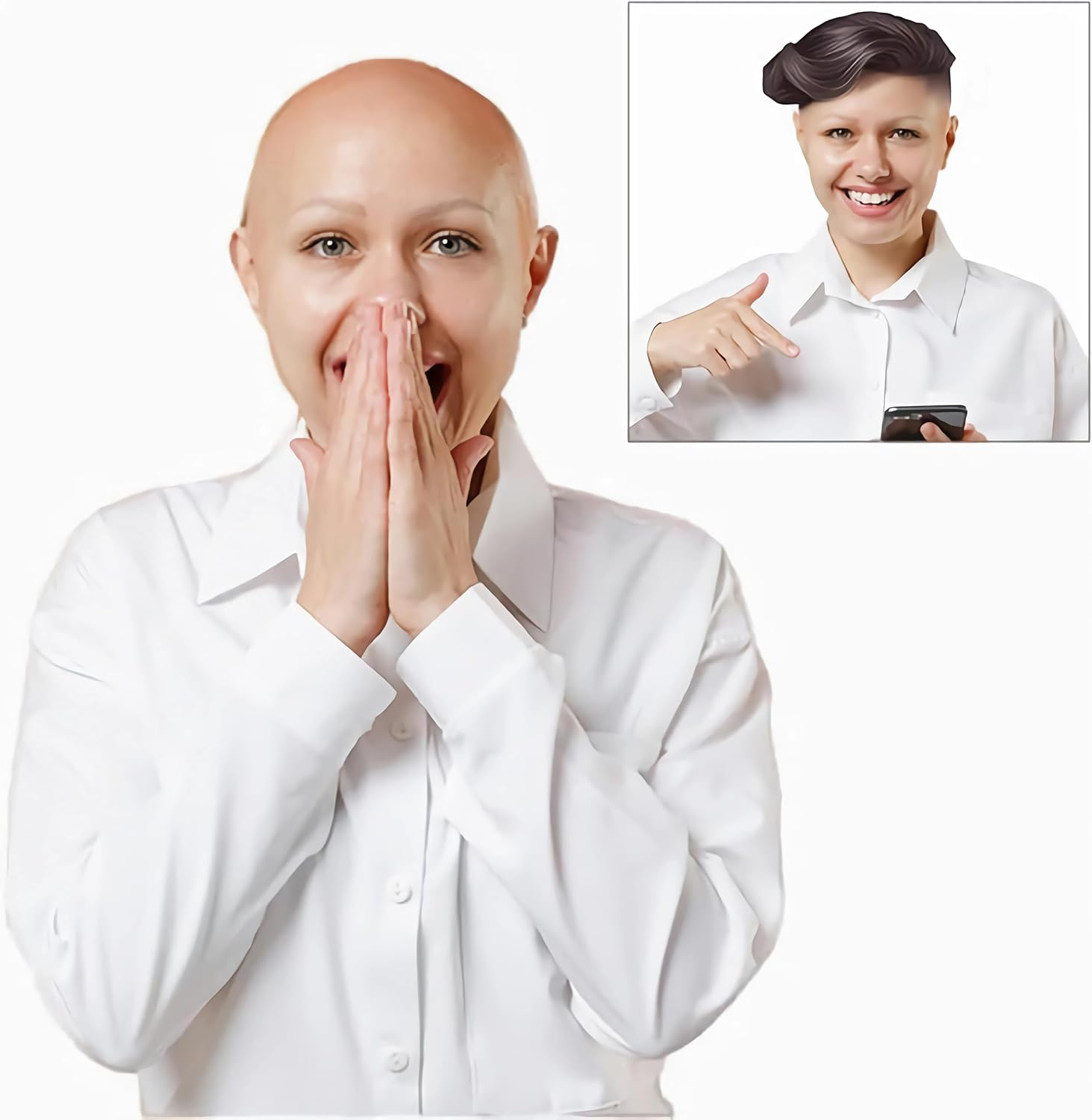 Balding Latex Hat, Beige Realistic Head Skin Balding Hat Wig for Men and Women - Halloween Costumes, Makeup Accessories, Theater, Role-Playing and Costume image number 5