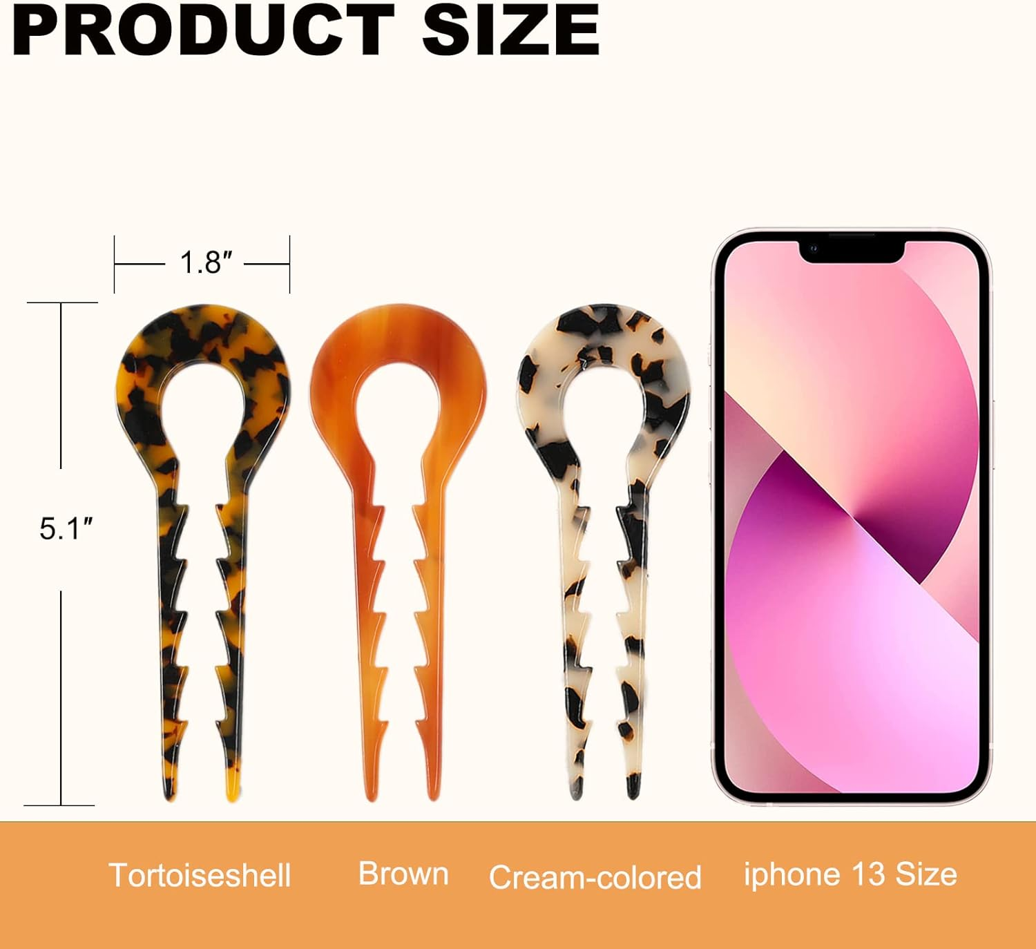 Yosaihom 3 PCS U Shaped Hair Pins, French Hair Pins Hair Forks Acetate Long 5.3Inch, 2 Prong Bun Pins, Chignon Pins Hair Stick for Women Thick Hair - Brown image number 4