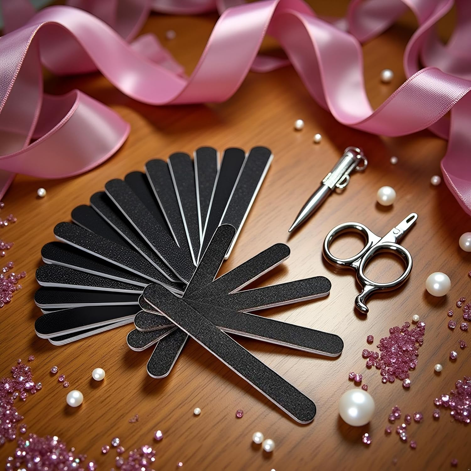 5Pcs Black Large Professional Nail Files Emery Boards,Jumbo Professional Nail Files Emery Boards Buffers Grit 100 Creative and Exquisite Workmanship image number 3