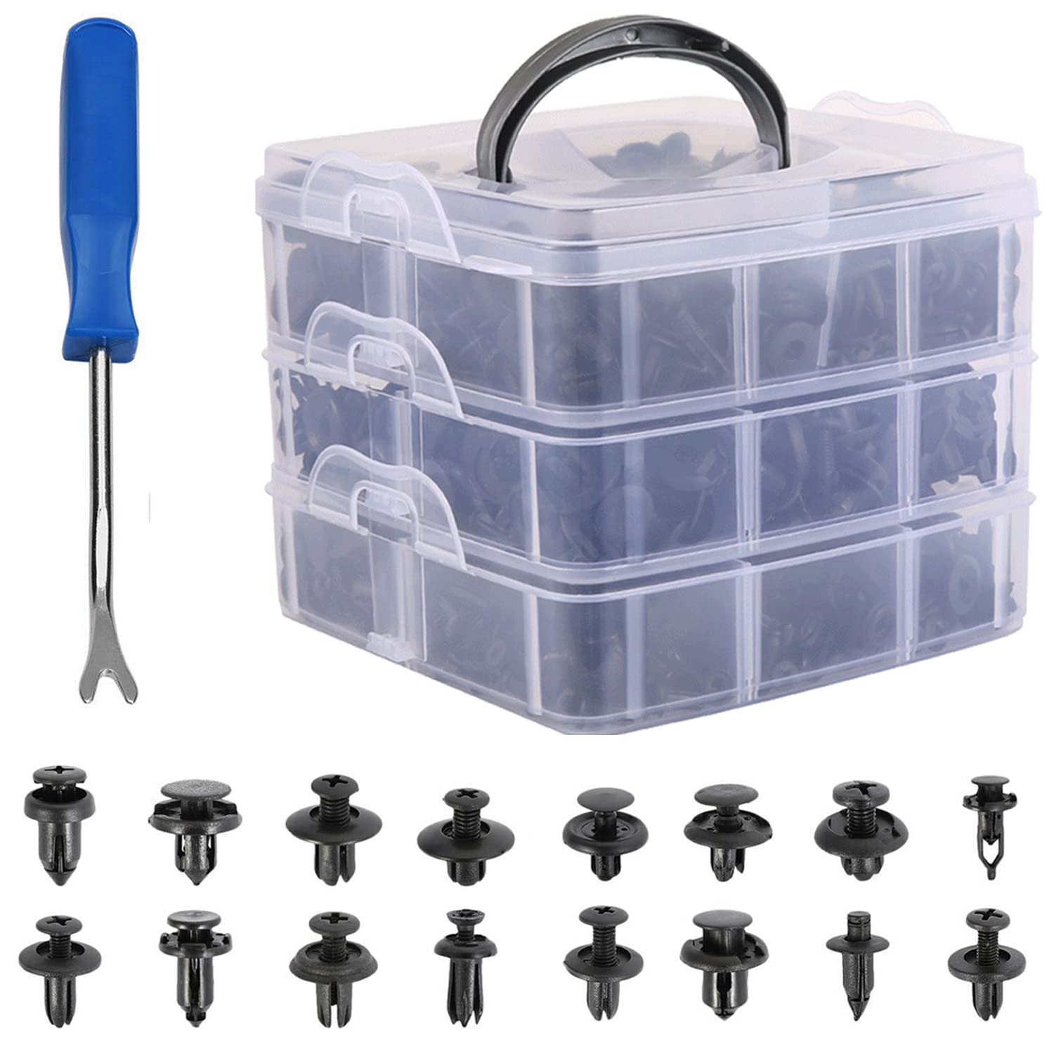 Yotsuba Car Retainer Trim Clips Kit 625Pcs Retainer Clip Removal Tool Fasteners Rivets Repair Car Clips Auto Push Pin Automotive Assortment Kit Door Trim Pane image number 6