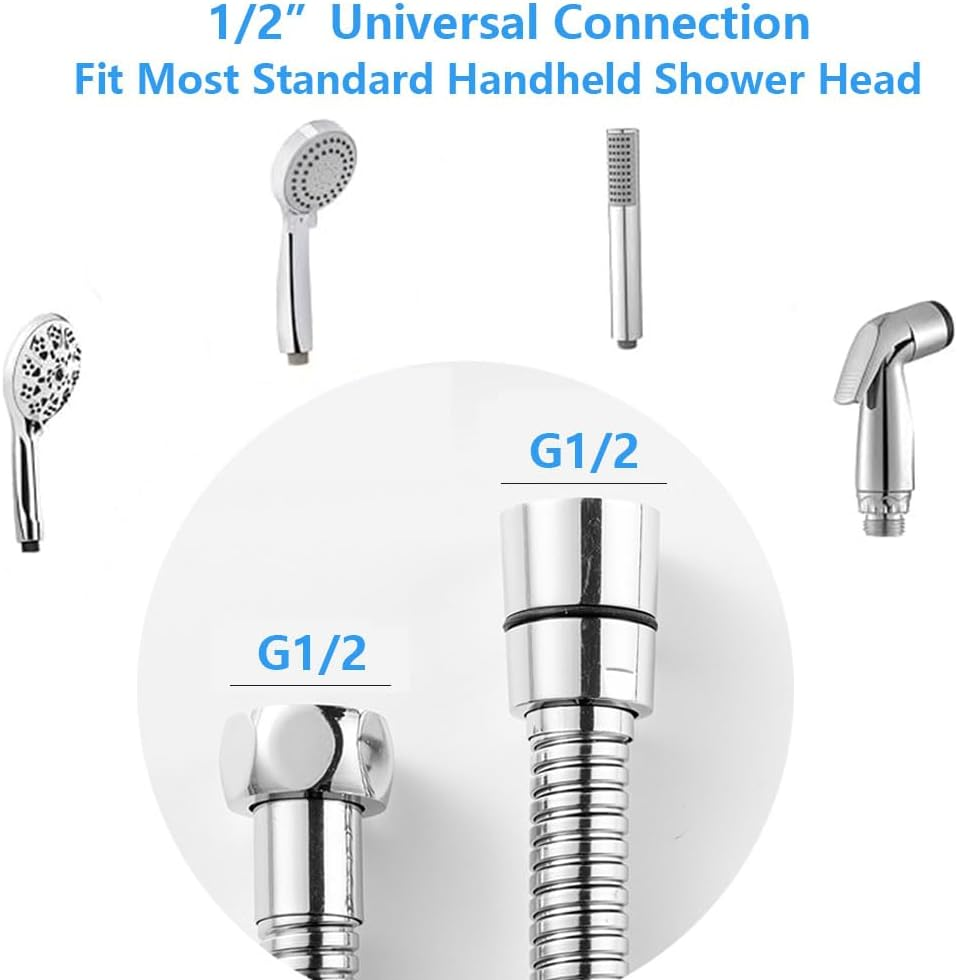 Vekol Shower Hose 1.5M/59Inch Stainless Steel Shower Head Hose Replacement Handheld Shower Head with Brass Fittings, Flexible Hose Extension, Universal Shower Hose Replacement (1.5 Meter) (1.5 Meter) image number 1