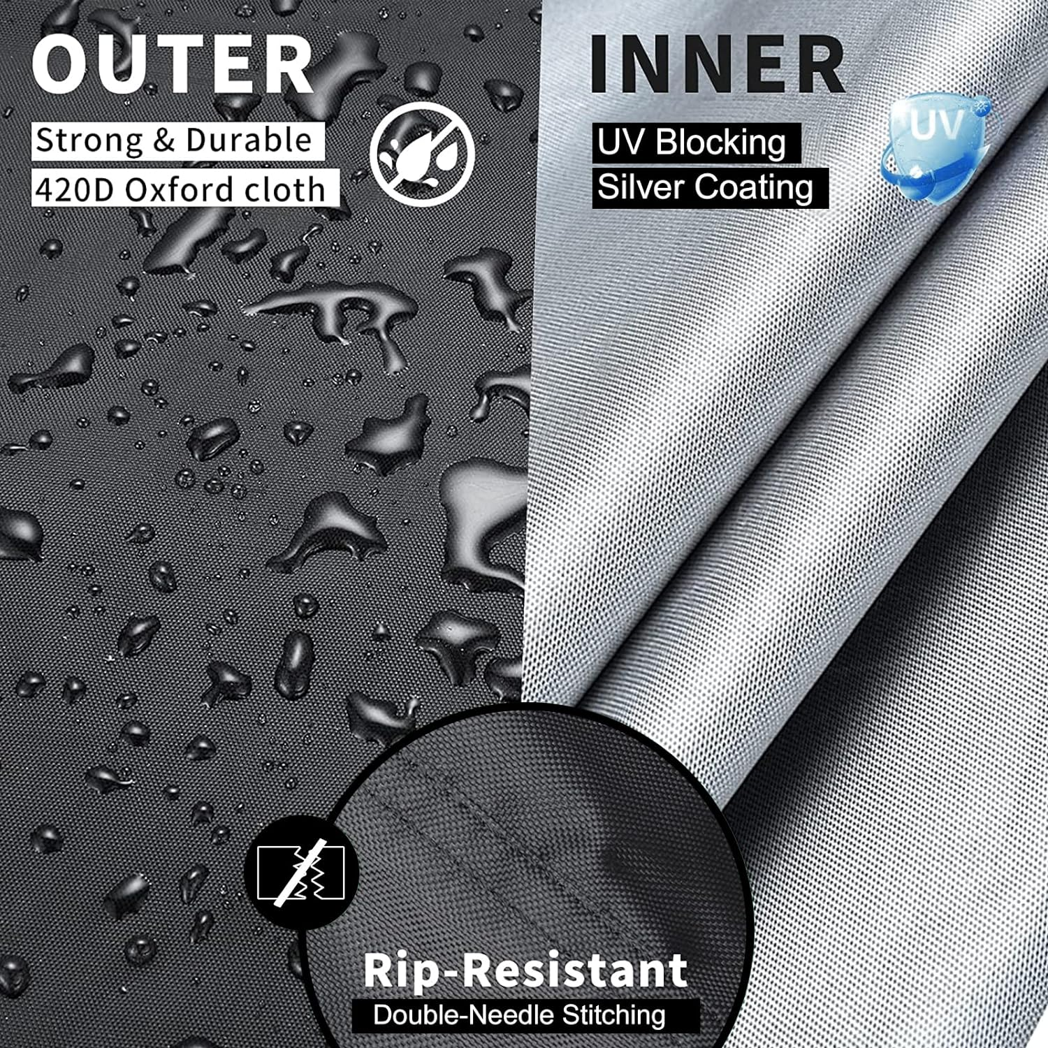 Patio Furniture Covers, Waterproof Outdoor Furniture Table and Chairs Cover, Rectangle Tear-Resistant Wind Dust Proof Furniture Set for Winter (110"L X 83"W X 28"H, Black)