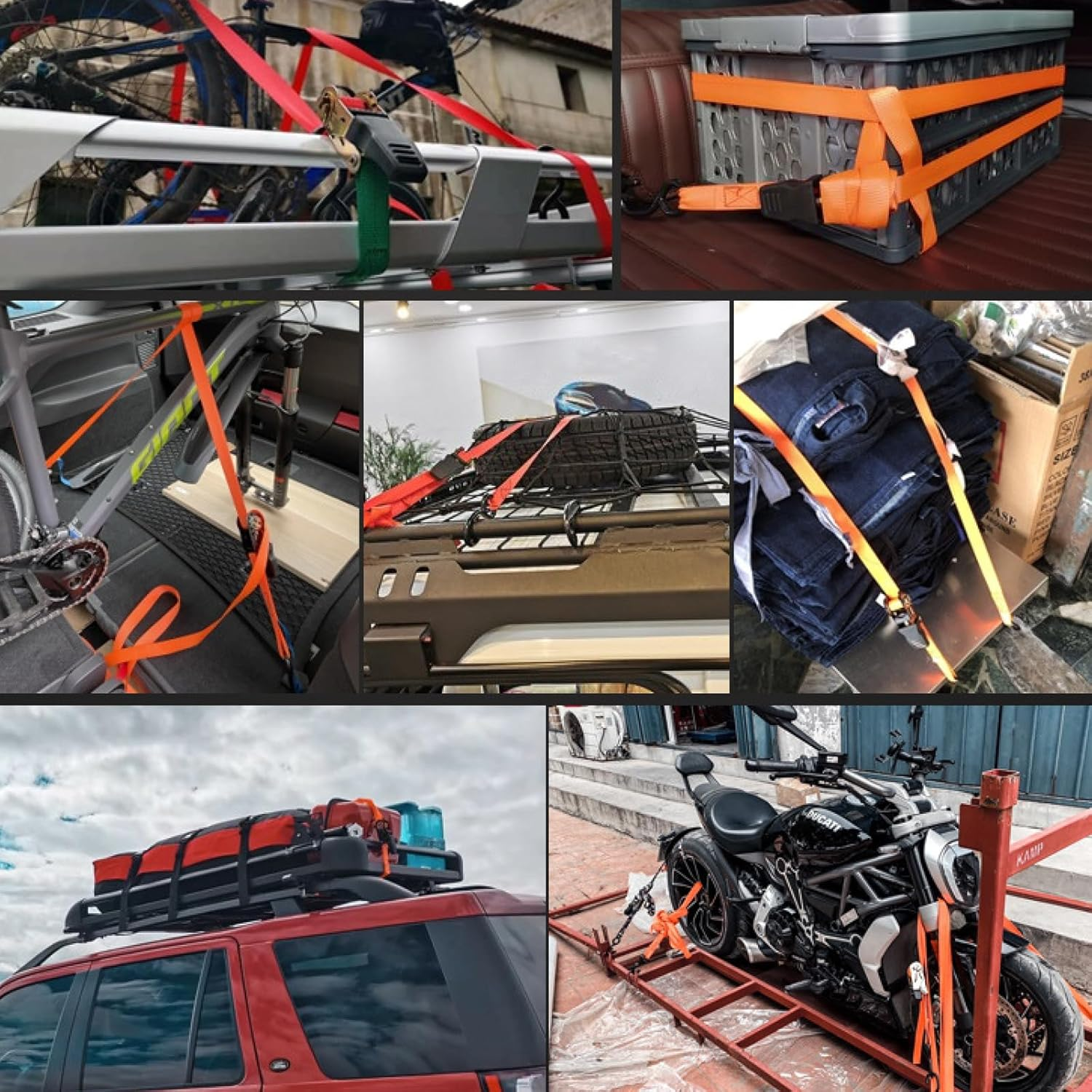 TRIWONDER Ratchet Tie down Straps with Hooks Heavy Duty Lashing Straps Cargo Straps for Trucks Moving Motorcycle Rachette Tiedowns image number 3