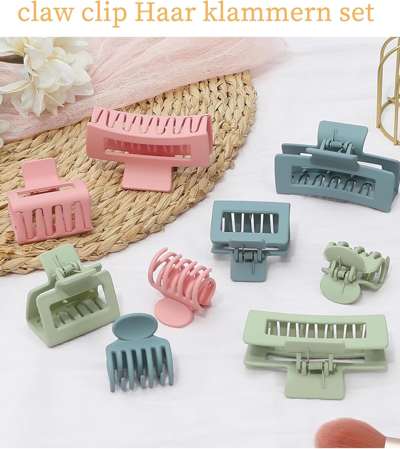 Pack of 9 Hair Clips, 3 Style Non-Slip Hair Clips Hair Clips for Women Girls Claw Clip Hair Clips Set for Thin Thick Small Hair (9 Pieces Pattern A) image number 4