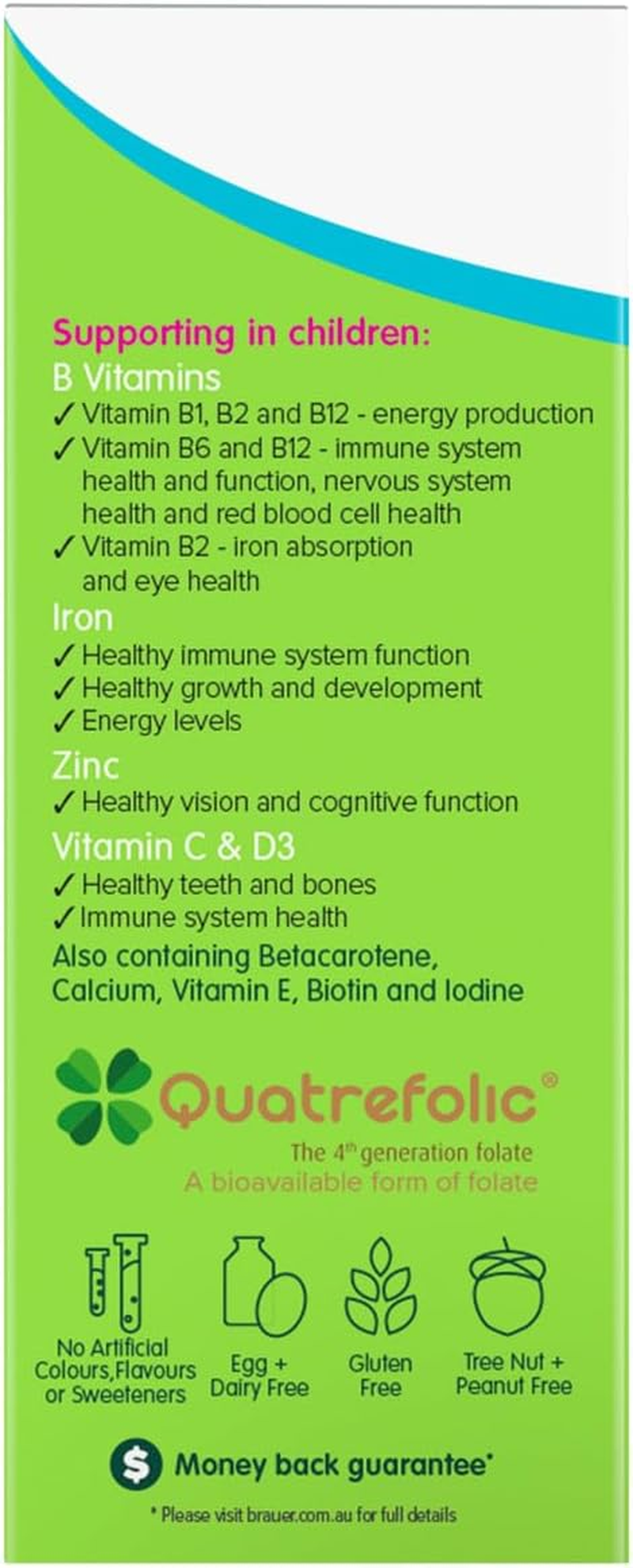 Brauer Natural Kids Liquid Multivitamin with Iron 200 Ml, Multicolor (BNLKMUL) image number 1