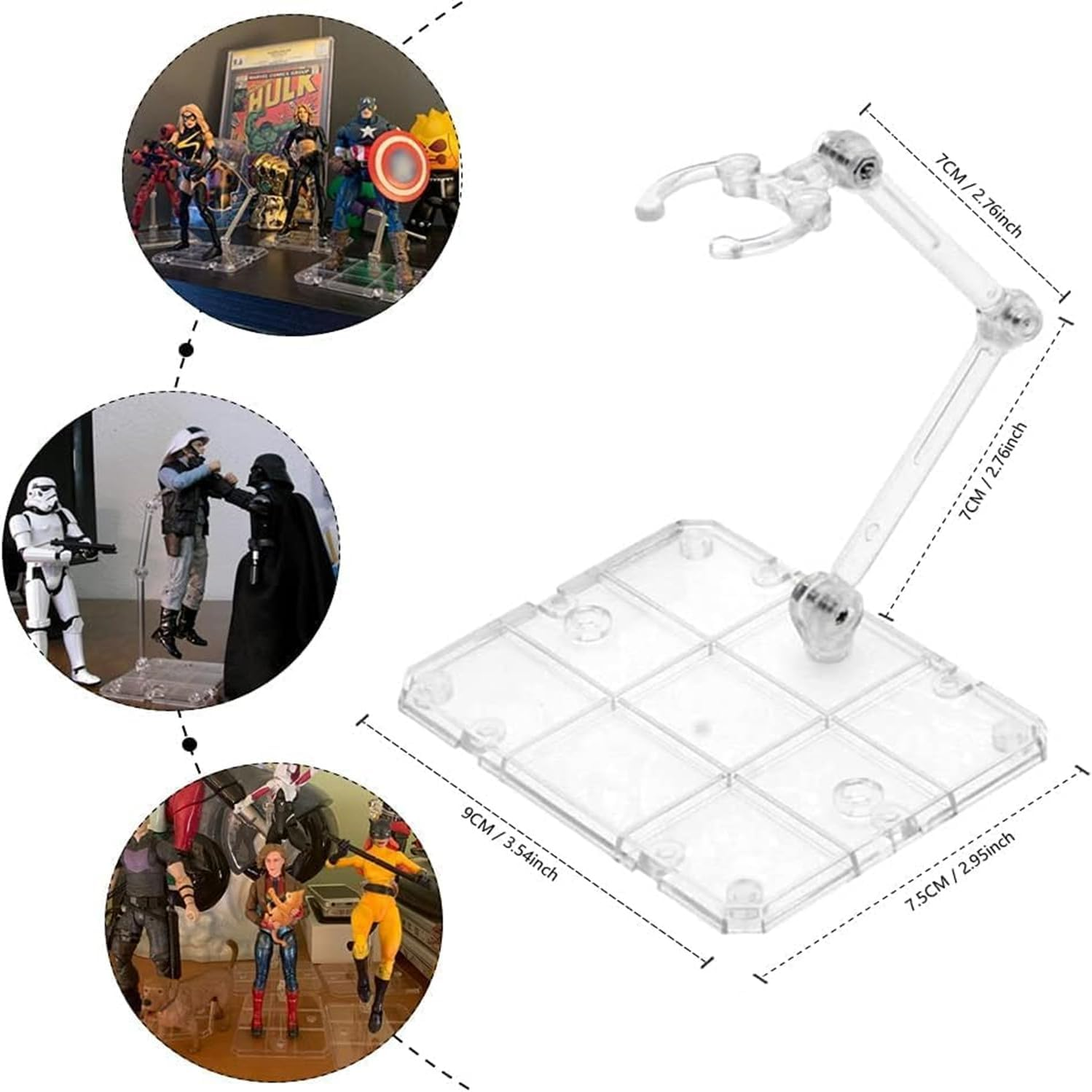 8-Piece HG144 Movable Action Figure Stand, Display Stand Base, Compatible with 6-Inch HG RG SD SHF Gundam 1/44 Toy, Transparent Plastic image number 2