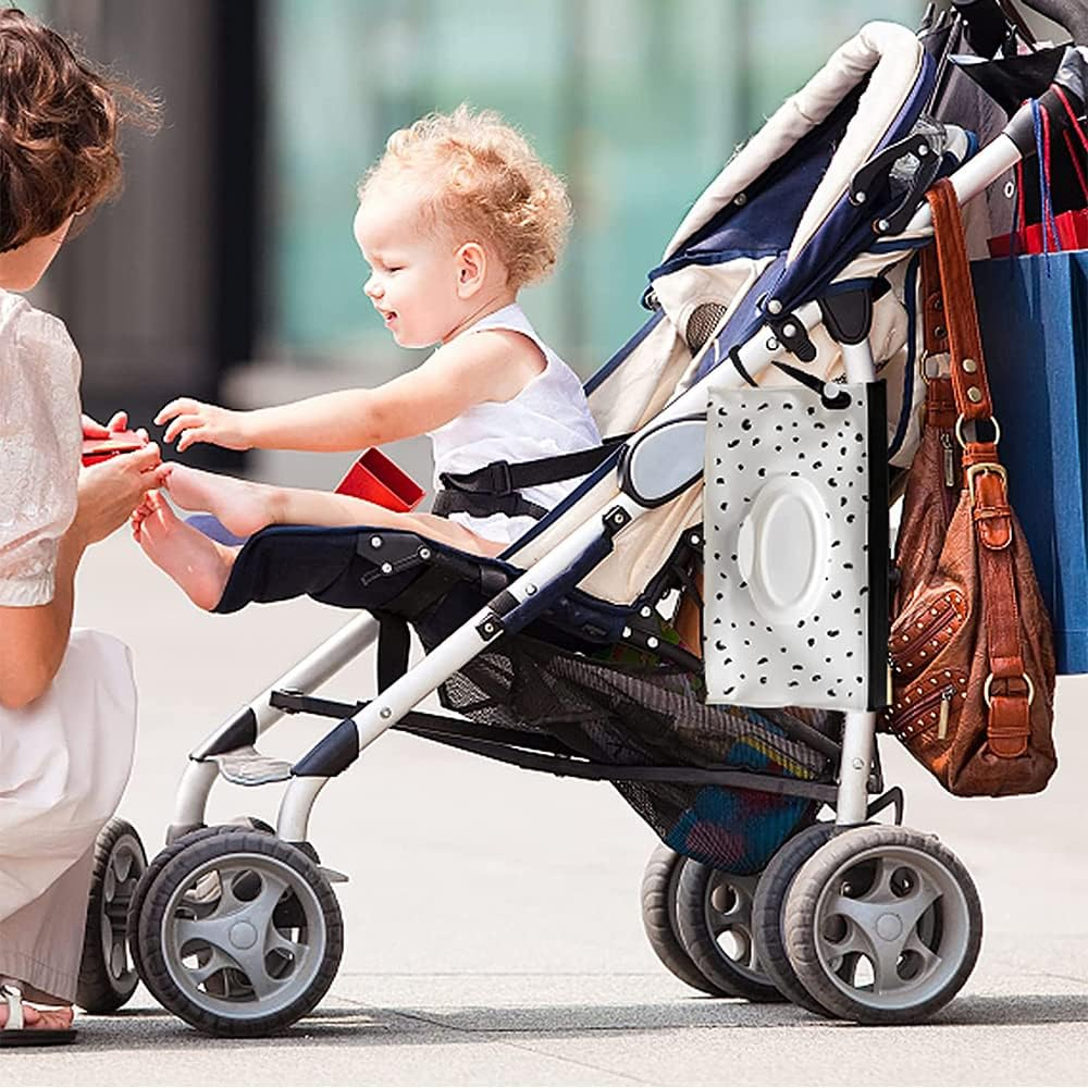 1X Black Wavy EVA Baby Wet Wipe Pouch Wipes Holder Case Reusable Refillable Wet Wipe Bag - Black Wavy X4 image number 5