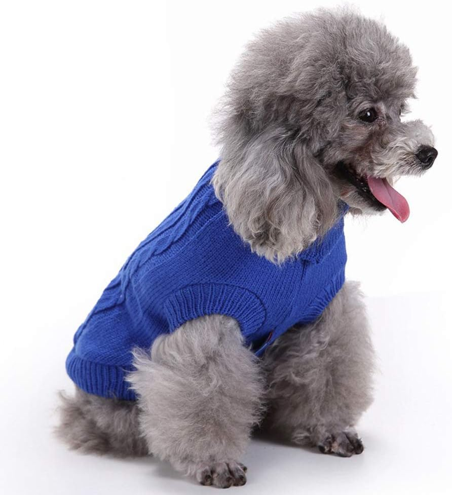 Small Dog Sweater, Warm Pet Sweater, Cute Knitted Classic Dog Sweaters for Small Dogs Girls Boys, Cat Sweater Dog Clothes Coat for Small Dog Puppy Cat (3XL, Dark Blue) image number 5