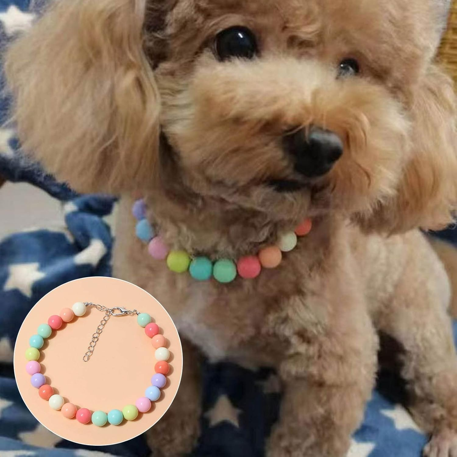 Yanbirdfx Dogs Collar Durable Pet Faux Pearls Necklace Pet Jewelry Candy Colors, Multicolor image number 6