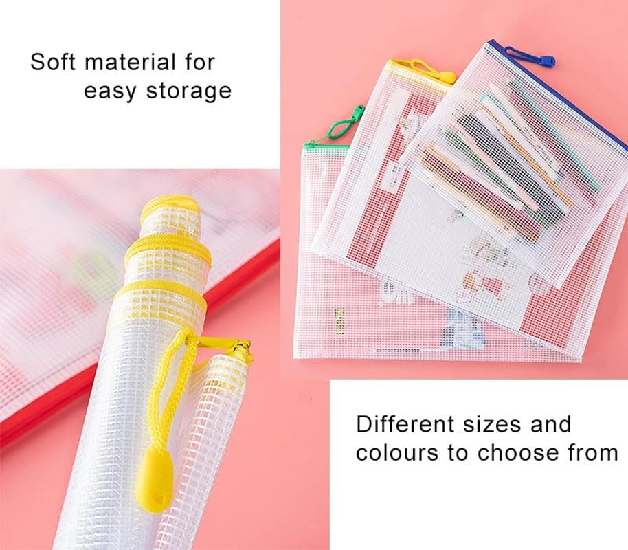 WADY 30 Pack Mesh Zipper Pouch Document Bag, A3 A4 A5 B4 B5 B6Size Waterproof Document Pouch for School Office Supplies, Cross Stitch Organizing Storage A3A4A5 Mesh Zipper Pouch (Mixed Color) image number 1