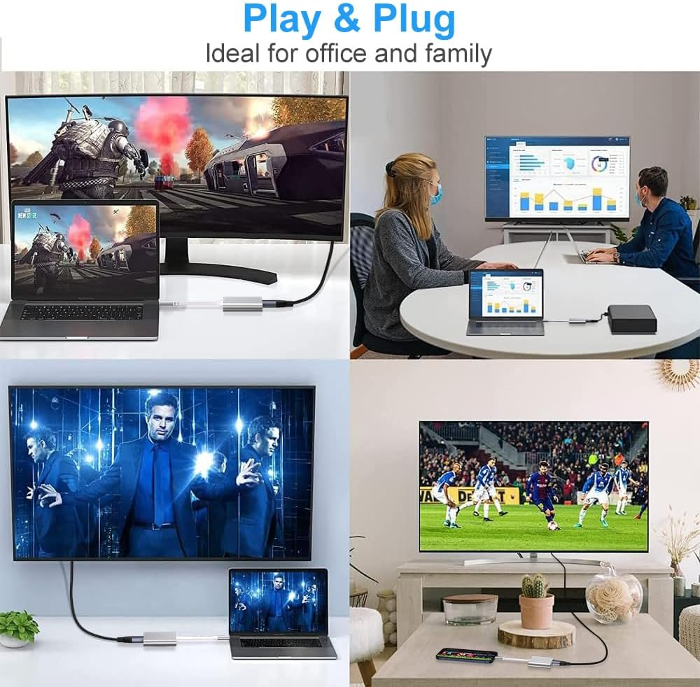 GOPALA USB C to HDMI Multiport Adapter, 3-In-1 4K HDMI to USB-C Adapter with 100W PD & USBA 3.0 Port Multiport Digital AV Converter for Macbook Pro/Air/Ipad/Iphone15/ 16/Laptop/Monitor/Switch image number 2