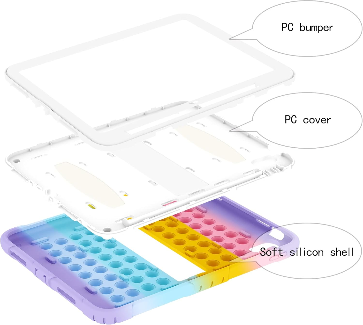 Herize Ipad 10/11Th(A16) Generation 10.9 Inch Case Cover 2022/2025 with Pencil Holder&Shoulder Strap, Ipad 10Th Gen A2757/A2777 Heavy Duty Shockproof Protective Case with Kickstand for Kids Girls Boys - Colorful Purple image number 1