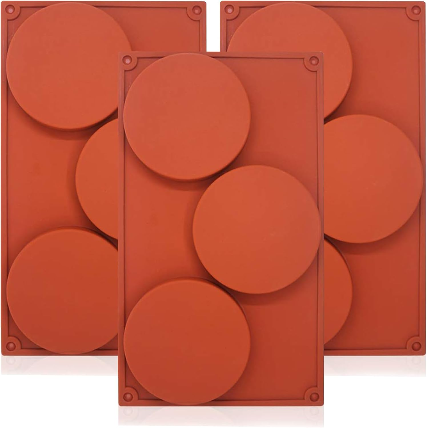 3 PCS Large round Silicone Disc Cake Mold, round Cake Pan Silicone Moulds for Baking, 3-Cavity Non-Stick Baking Tray, Chocolate Cover Cookie Mold Chocolate Moulds Handmade Soap Moulds image number 1