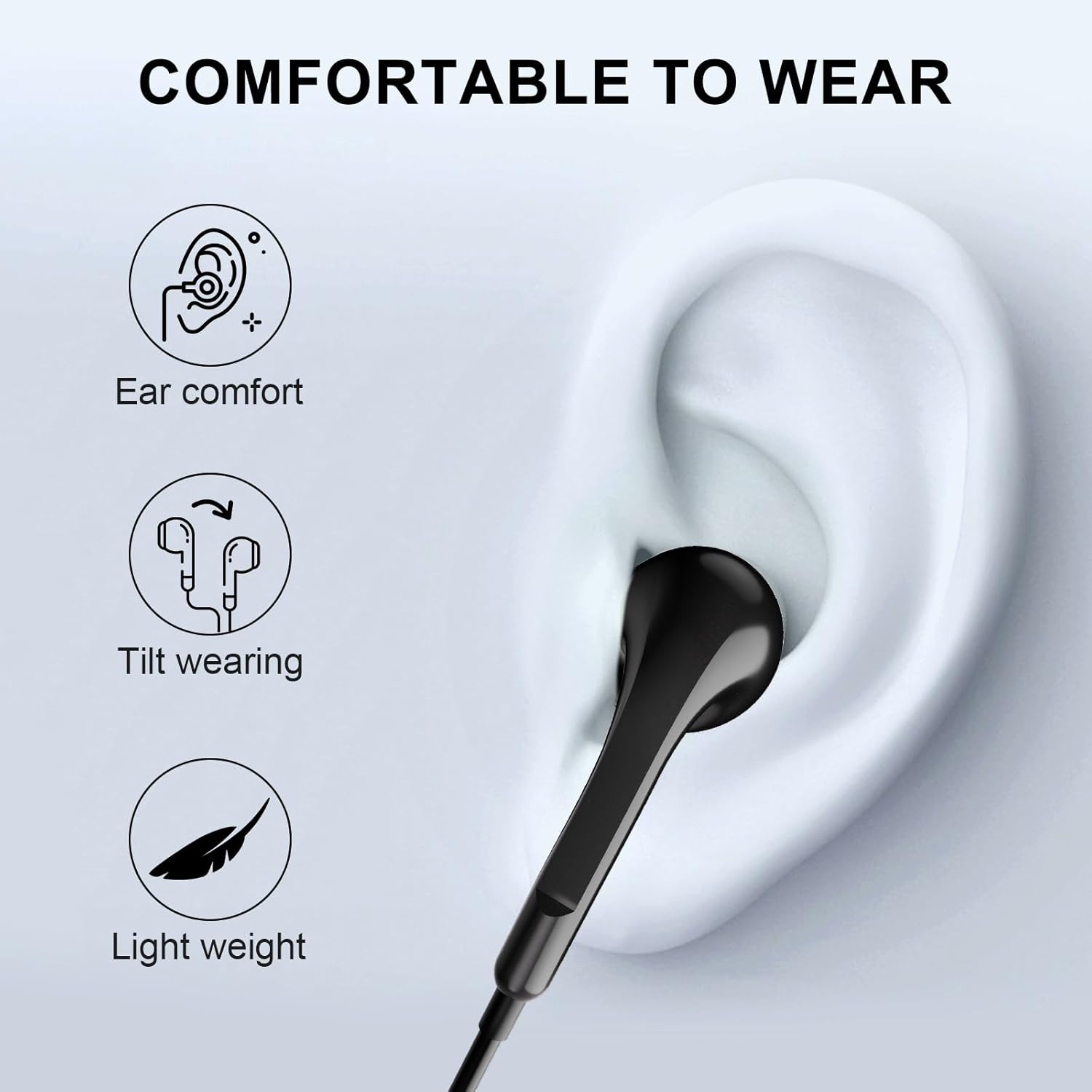 USB C Headphones for Iphone 16 15,Wired Earphones with Mic & Volume Control,Wired Headphones for Samsung S23 FE S22 S21 S20 A53 A54,Hifi Stereo Earbuds for Ipad Pro Pixel 7/6/6A/5/4 Oneplus 9 8（Black） image number 6