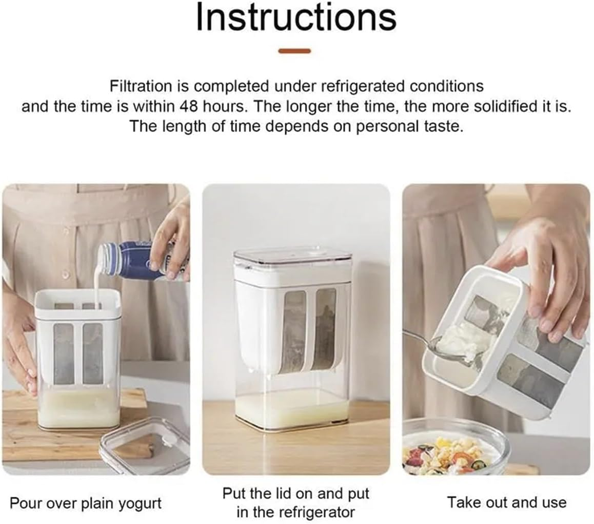 Yogurt Filter,Greek Yogurt Strainer,Fine Mesh Yogurt Filter with Clear Lid,1.1L Cheese Strainer,Cheese Yogurt Whey Separator for Making Thick Greek Yogurt,Household Kitchen Tools (A) image number 4