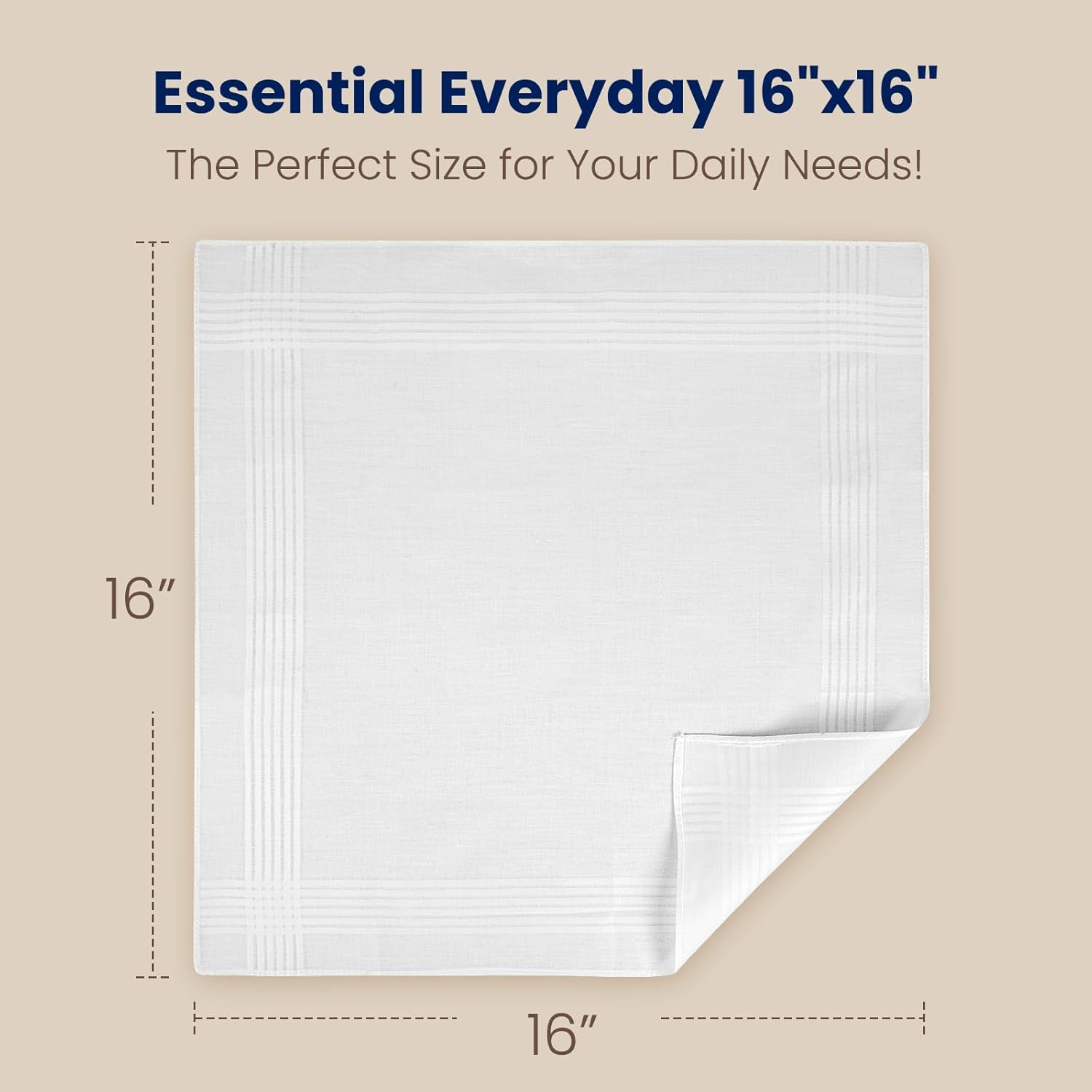 Selected Hanky Men'S Cotton Handkerchief with Stich 12 Pieces image number 3