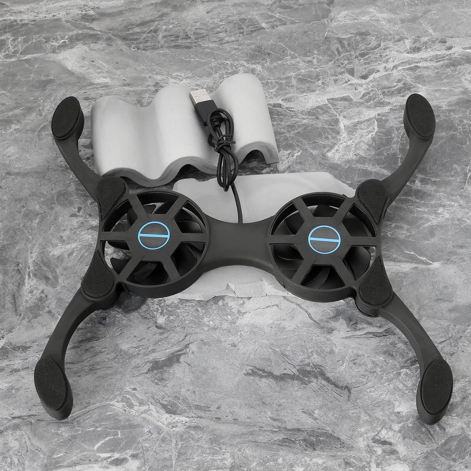 OTOTEC 2Pcs Laptop Cooling Mat Mini USB Fan Dual USB Cooling Fan Pad Portable Laptop Cooler for 7-15 Inch Laptop 19X8.7Cm/32.5X13Cm Line Length 37Cm image number 6