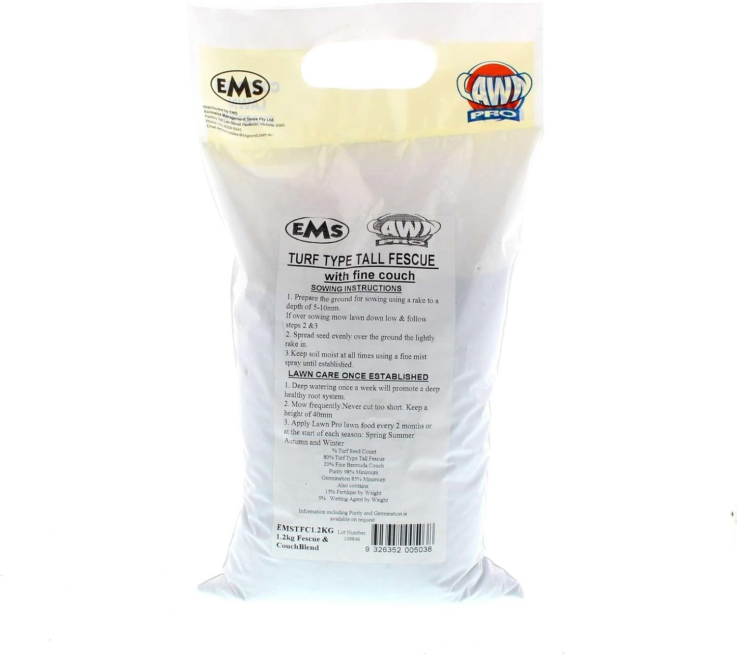 Tall Fescue with Fine Bermuda Couch Grass 1.2Kg Sows 38Sqm image number 1