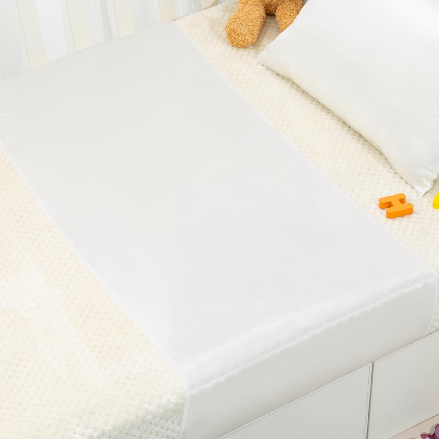PROMEED 23 Momme Silk Crib Slip - No More Bed Head & Baby Bald Spots, 100% Silk Crib/Bassinet Sheets (White) image number 1