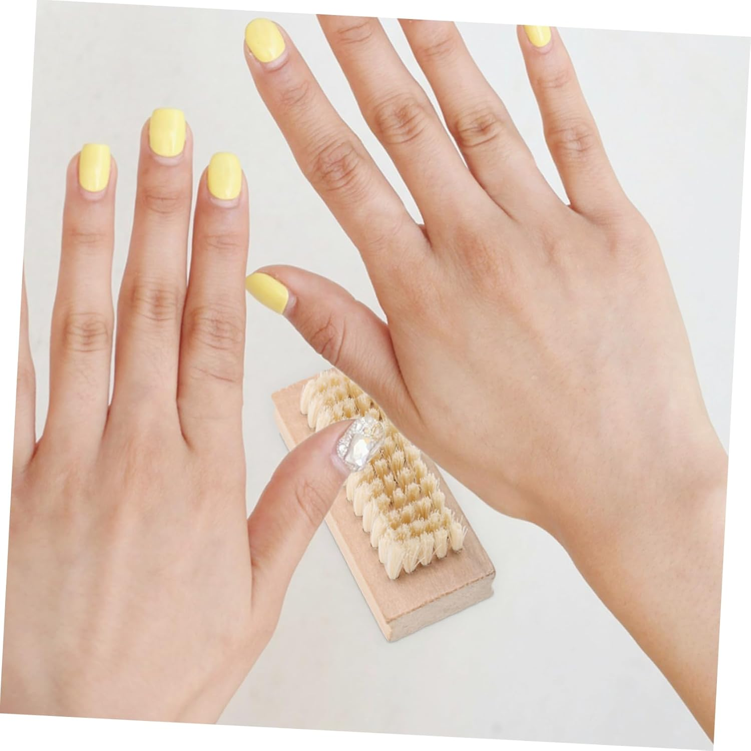 LOLIPPYY Wooden Handle Double Sided Bristle Nail Brush for Spa and Manicure Natural Bristle Material Compact for Nail Cleaning and Grooming