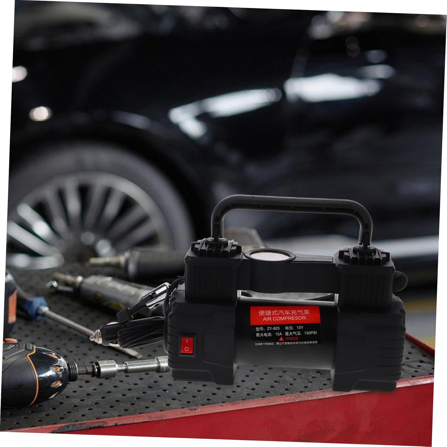 COMPUKAS Portable Car Air Pump Compact Tire Inflator Pressure Gauge for Quick Inflation of Automotive for Go Use image number 1