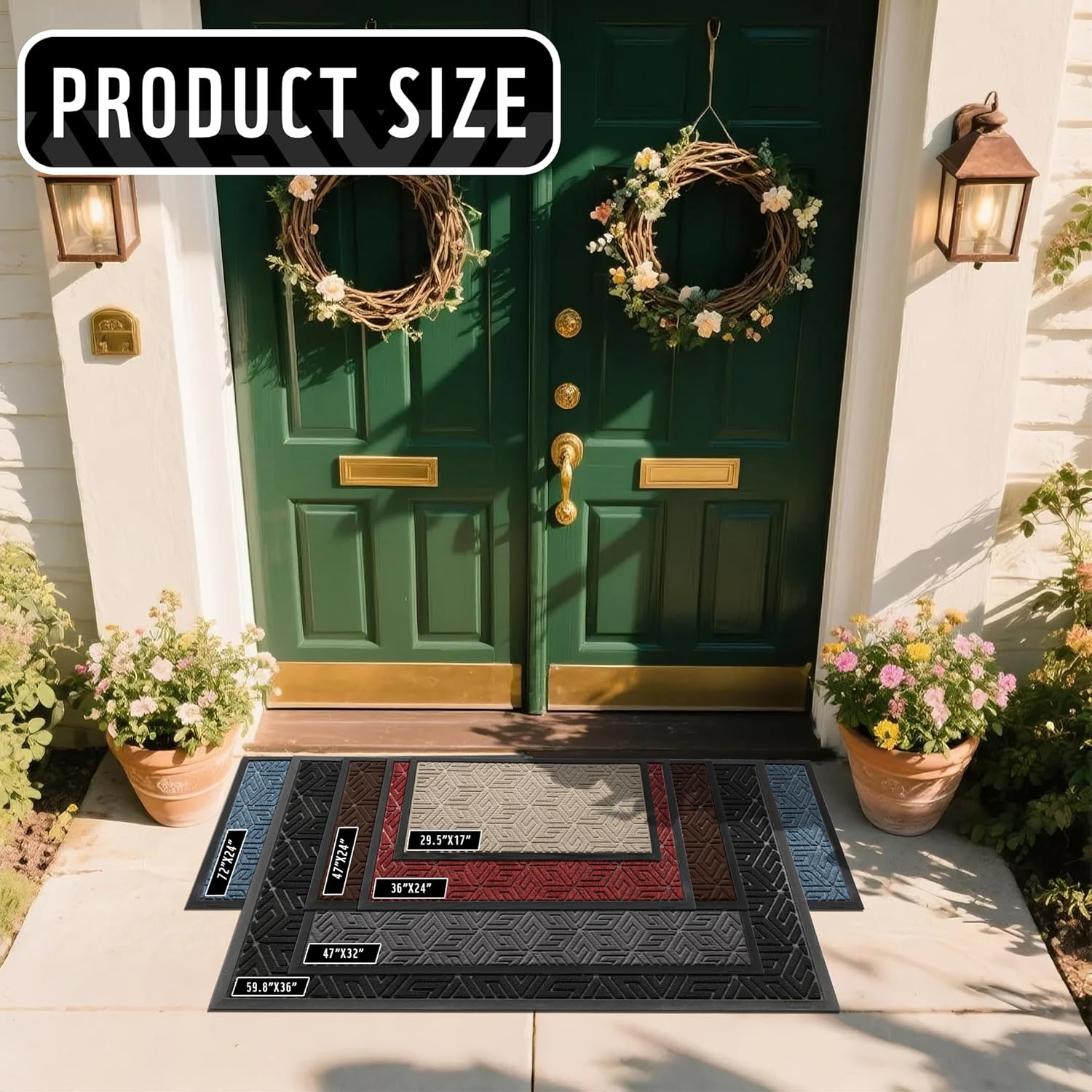 Yimobra Sturdy Front Door Mat, Heavy Duty Doormat for Outdoor Indoor, Non Slip Rubber Floor Mat for Entry, Easy Clean, Waterproof, Low Profile, Patio, Busy Areas, 17X29.5 Inch, Pale Khaki image number 6