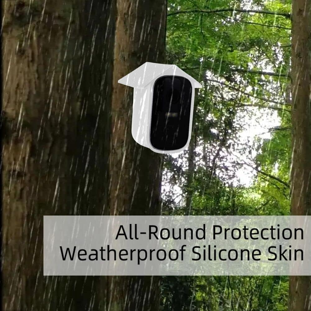 RUNAAJA for Eufy Cam 2C & Pro Cover Silicone Case Protection Camouflage CCTV Security Camera Water Proof Silicone Cover Protective Case for Ring (White*2) - White*2 image number 3