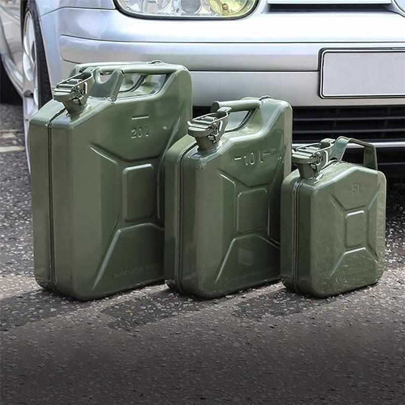 20L 5 Gallon Metal Gas Can Green with Fuel Can and Spout System, US Standard Cold-Rolled Plate Petrol Can, Gasoline Bucket for Motorcycle Dirt Bike UTV SUV ATV (37Cm X 16.5Cm X 46Cm) image number 6