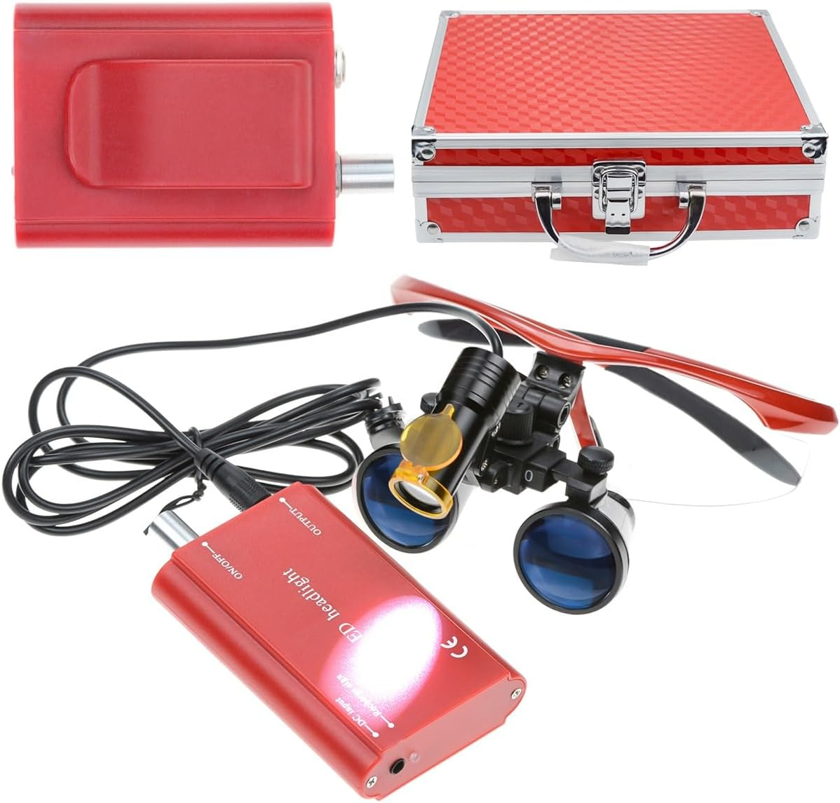 Tankredrug 5W LED Headlight Lamp Filter Belt Clip on 3.5X 420Mm Working Distance Wide View Optical Glass Binocular Loupe with Aluminum Case (Black)