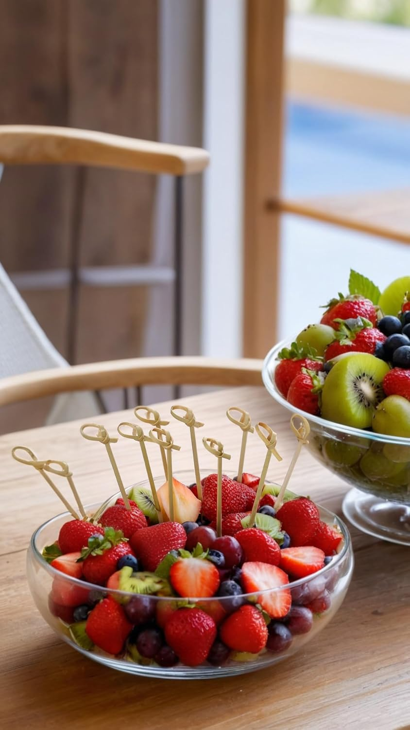 Pack of 200, 4.7&rdquo; Bamboo Cocktail Picks, Natural Knot Skewers for Stylish Apizers & Drinks, for Charcuterie Boards, Fruit Skewers, Cocktail Garnishes, Party and Event Supplies