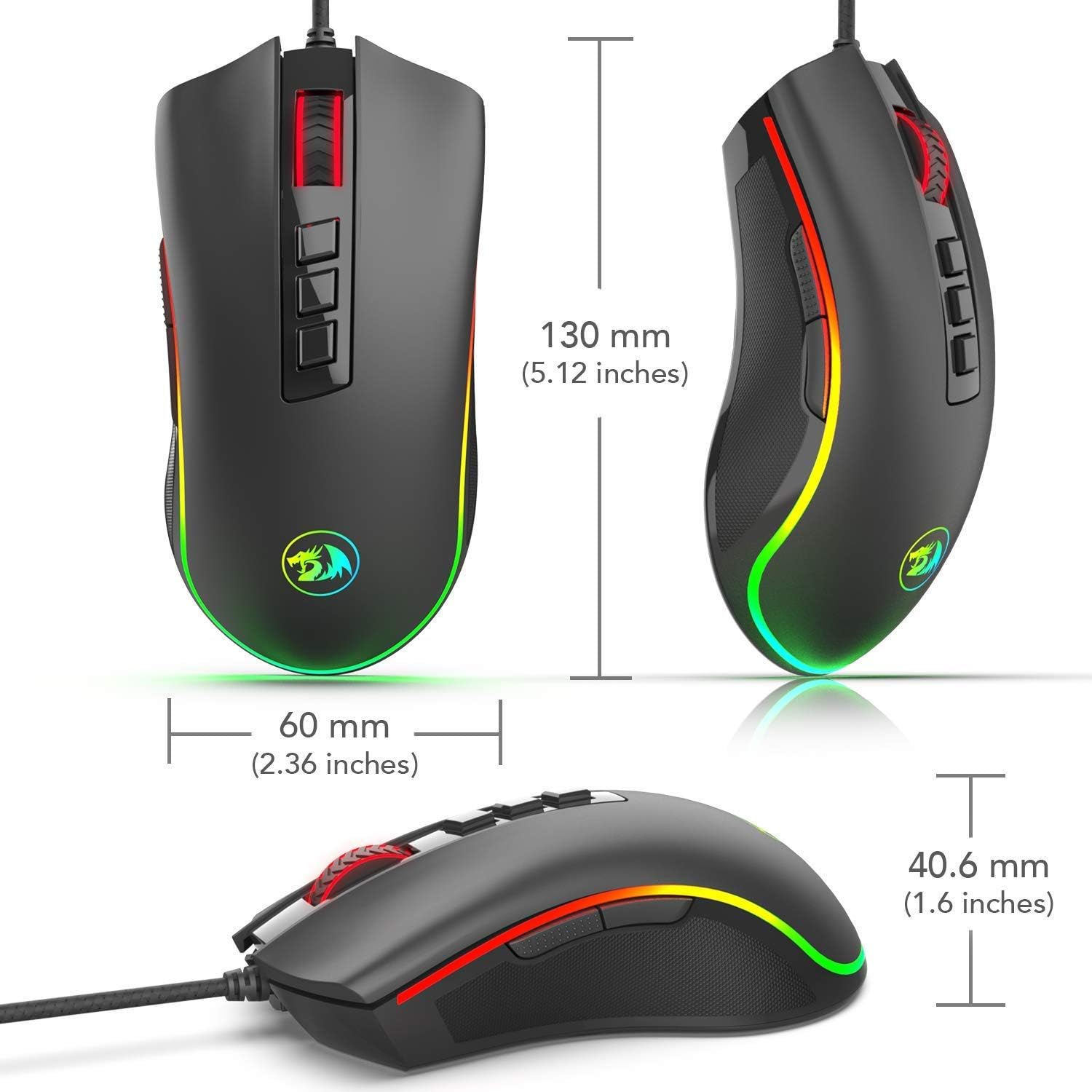 Redragon Gaming Mouse with 16.8 Million RGB Color Backlit (M711) image number 5