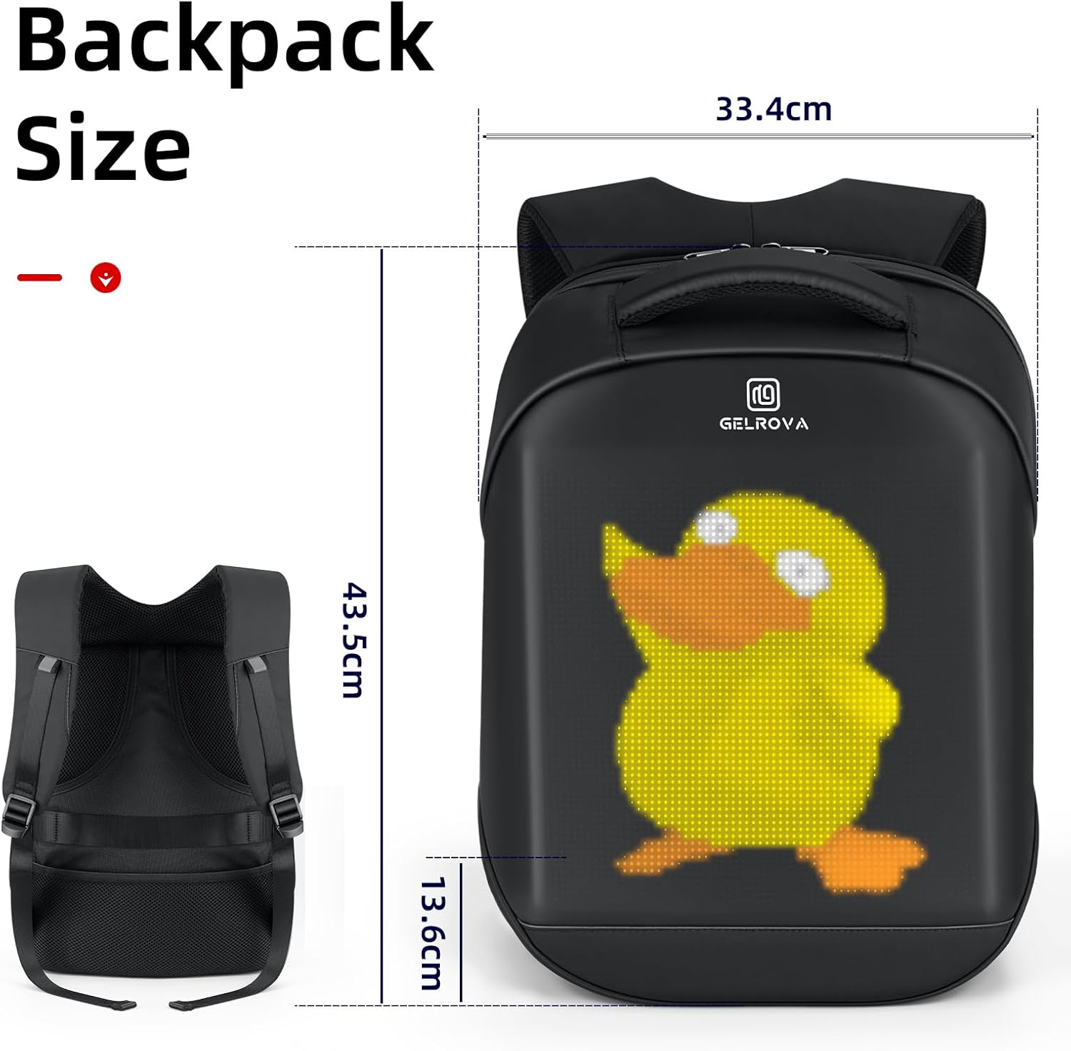 Gelrova LED Backpack with App Control City Serise, Cool DIY Pixel Art Animation Fashion Programming Laptop Backpack image number 5