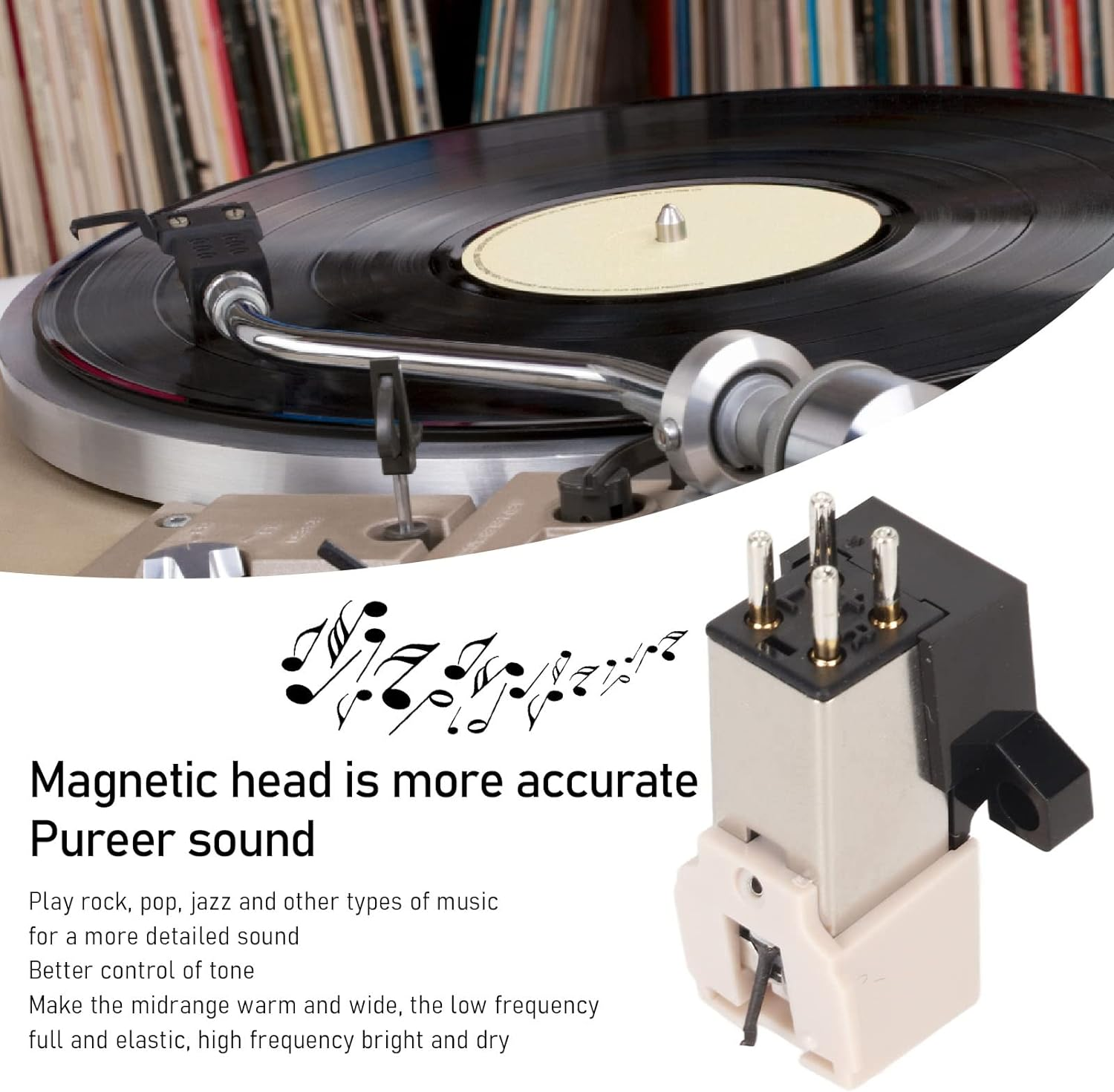 AT-3600L Magnetic Cartridge Stylus, LP Magnetic Cartridge Stylus with LP Needle, High Accuracy Replacement Magnet Turntable Cartridge for Turntable Record Player
