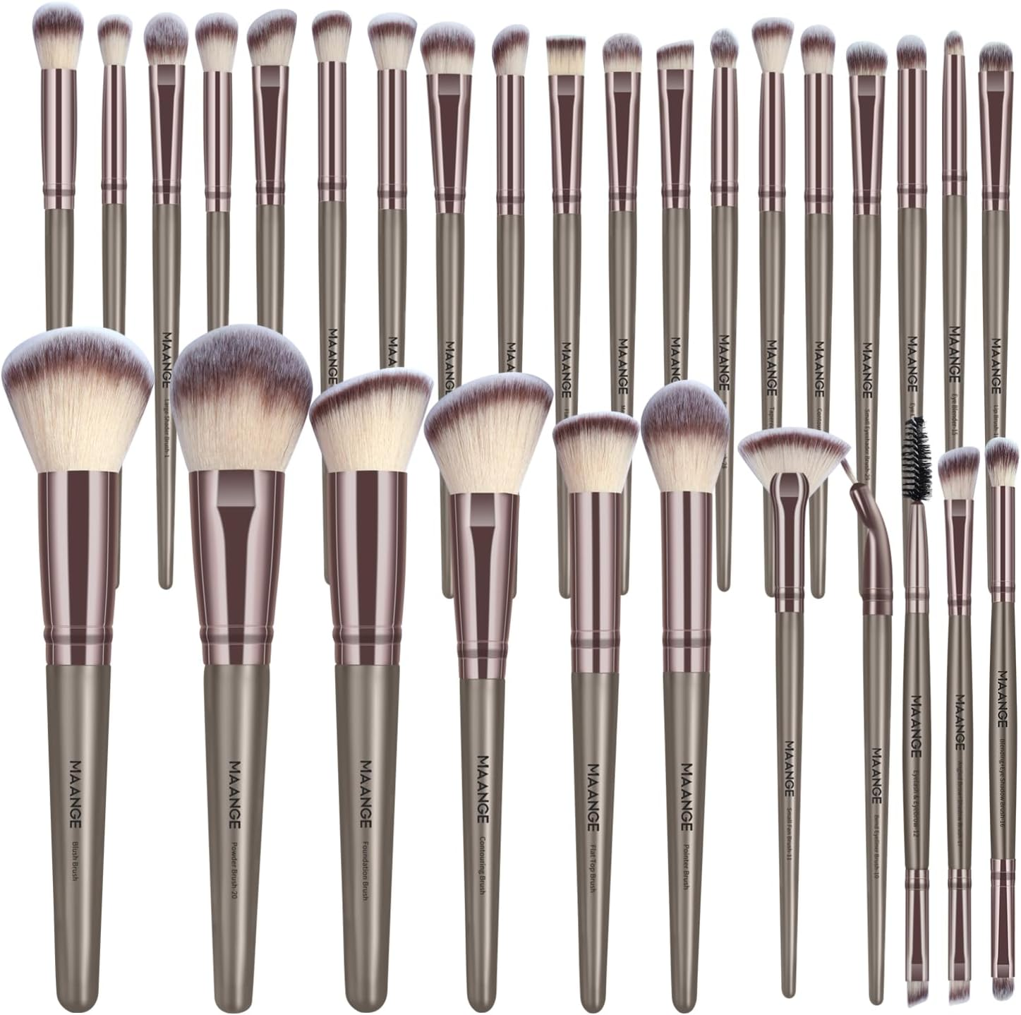 MAANGE Makeup Brushes, 30 Pcs Professional Makeup Brushes Set Premium Synthetic Face Foundation Powder Brush Kit Travel Makeup Brushes (Champagne) image number 5