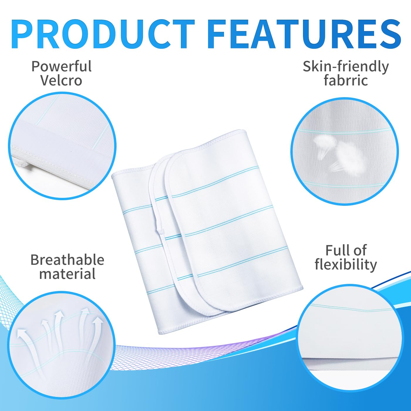 S Abdominal Binder Post Surgery for Men and Women, 12" High Postpartum Tummy Tuck Belt Provides Bariatric Stomach Compression, High Elasticity, Breathable - (30" - 45") 4 Panel image number 3