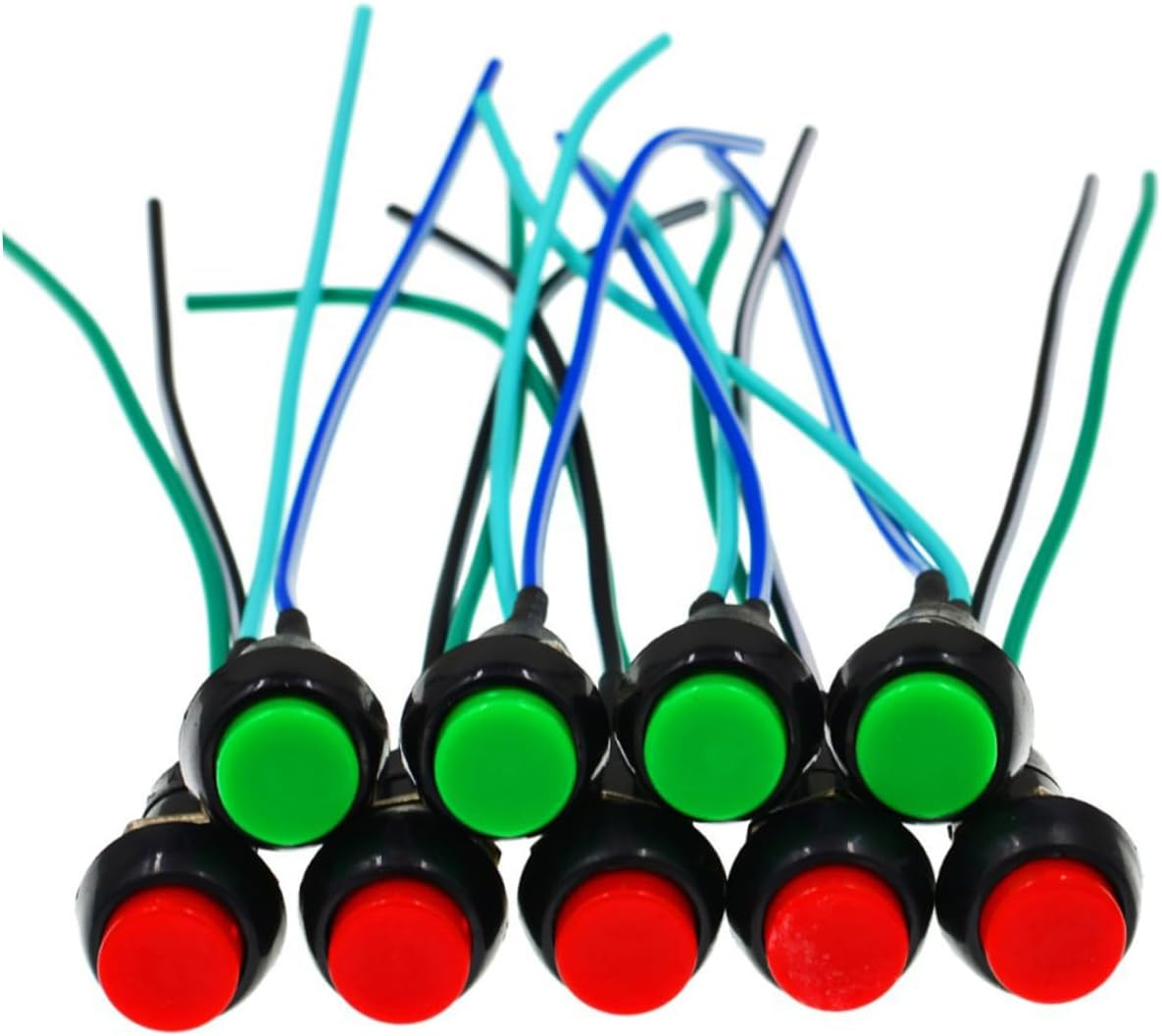 PLAFOPE 5Pcs Abs Metal Motorbike Self-Locking Switch Button round Flameout per Pack