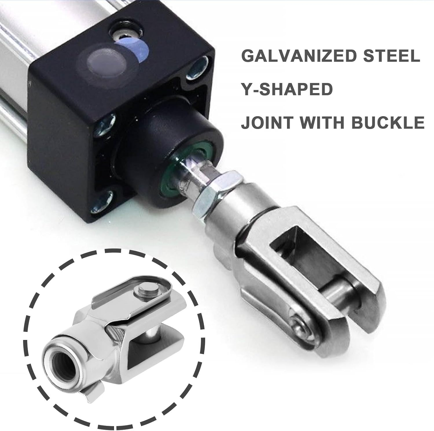 Be in Your Mind 2Pcs M8X1.25 Thread 42Mm Length Air Cylinder Rod Clevis End Clevis Fork End Yoke Joint with Spring Pin Steel Zinc Plated Y Connector for Electronic Automatic Equipment image number 1