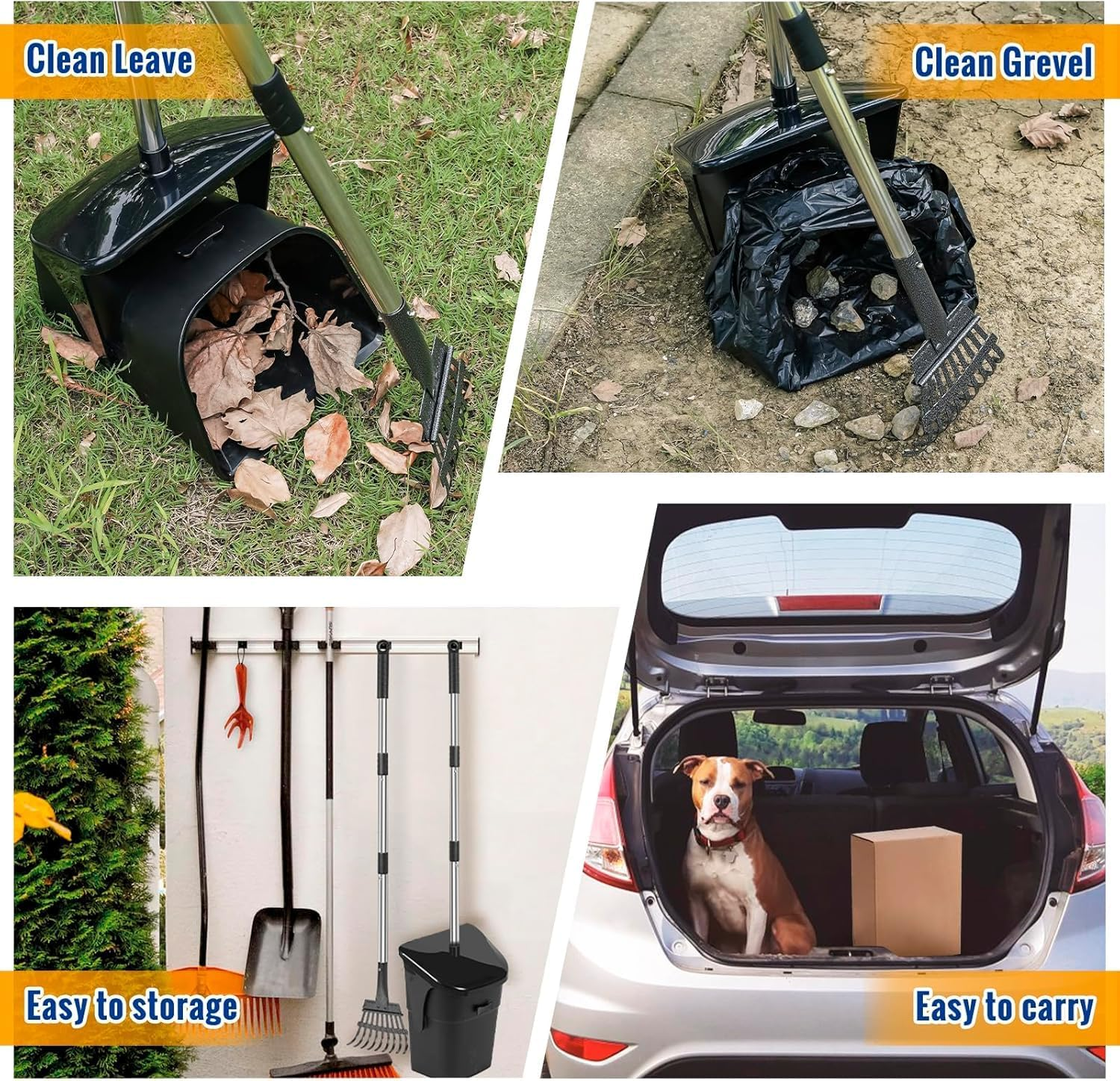 Pooper Scooper Swivel Bin &Rake for Medium&Large Dogs,101Cm Long Handle Adjustable Dog Pooper Scooper with 20 Waste Bags,Portable Poop Scooper for Pet Waste,Dog Poop Picker for Dogs for Garden,Yard image number 4