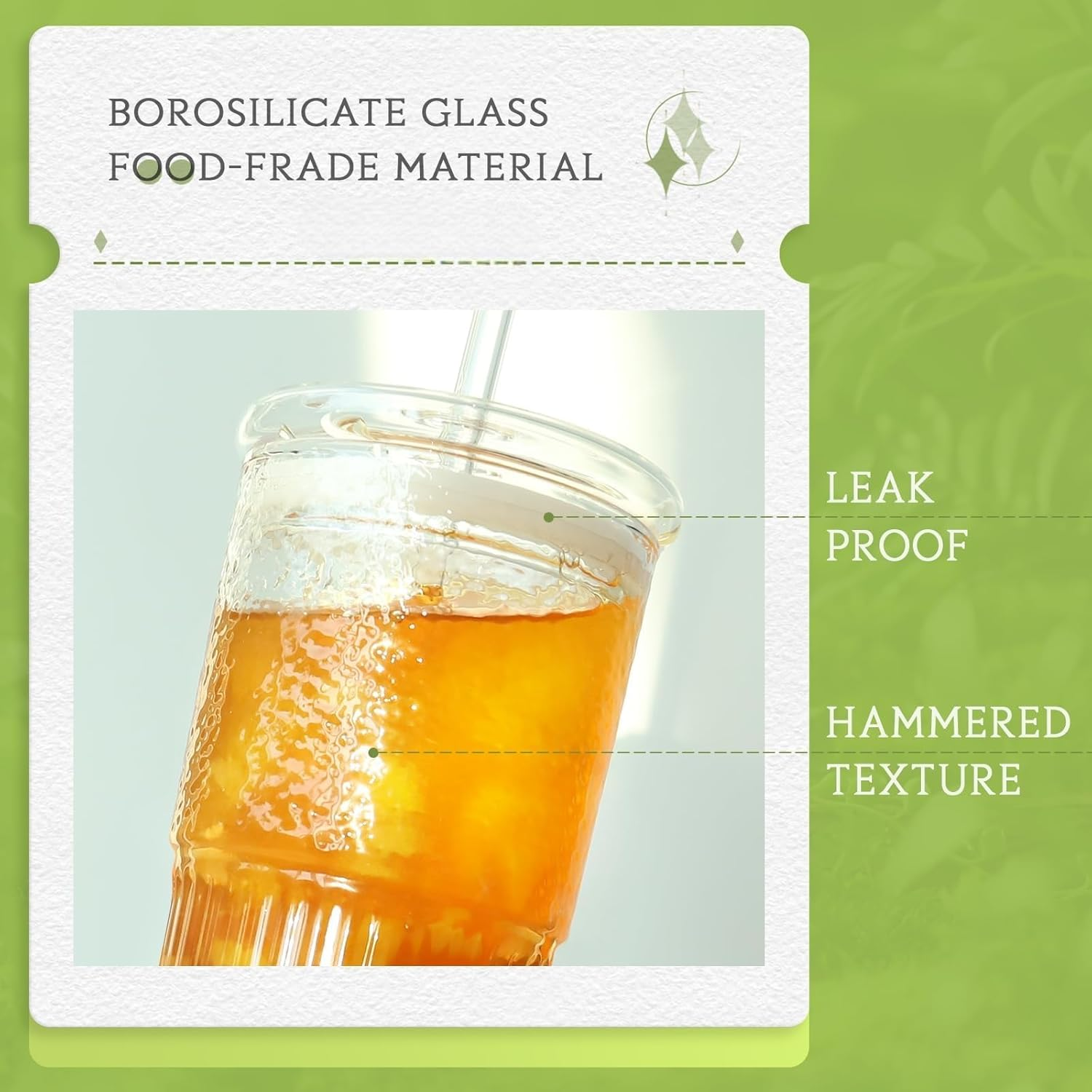 Glass Tumbler Set, 20 Oz Mason Jar Cups with Lids and Straws, 2-Pack