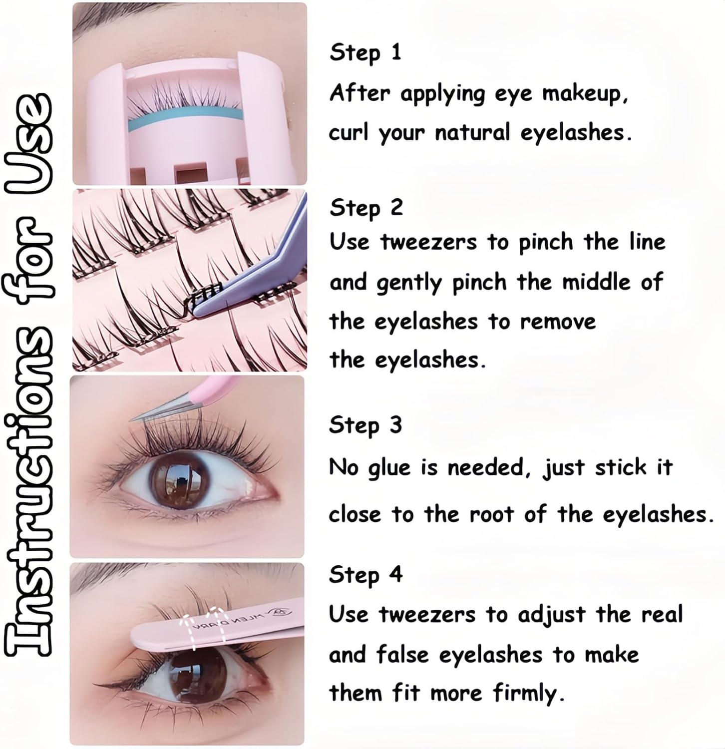 Taoluwin False Lashes, No Glue Eyelash Extensions, 10 Rows 120 Clusters, Natural C-Curve, Easy to Apply, Reusable False Eyelashes for All Makeup Styles