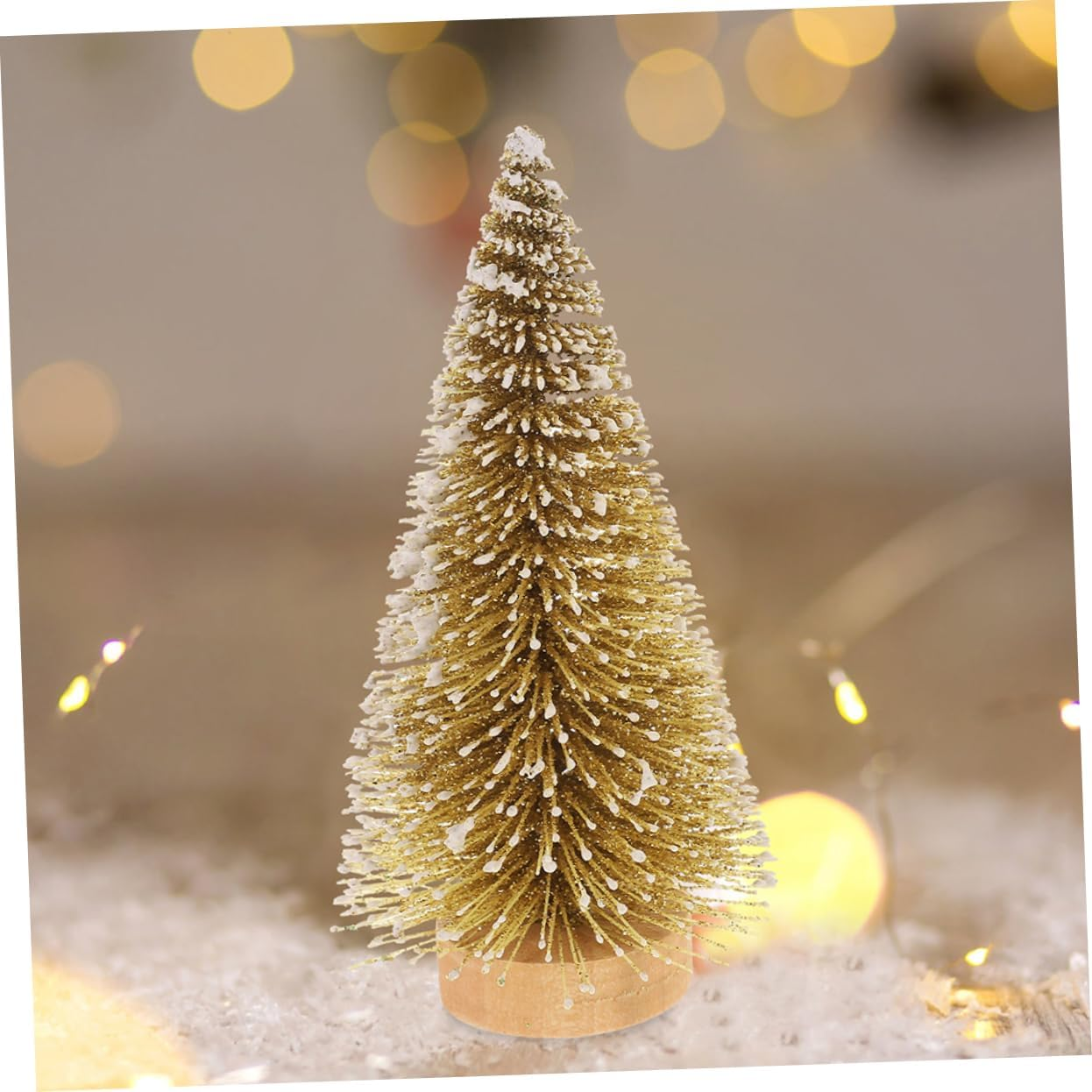 Ciieeo 8Pcs Mini Christmas Trees Wooden Base Artificial Xmas Pine Tree Decor for Tabletop Indoor Holiday Decoration for Parties and Festive Displays image number 1