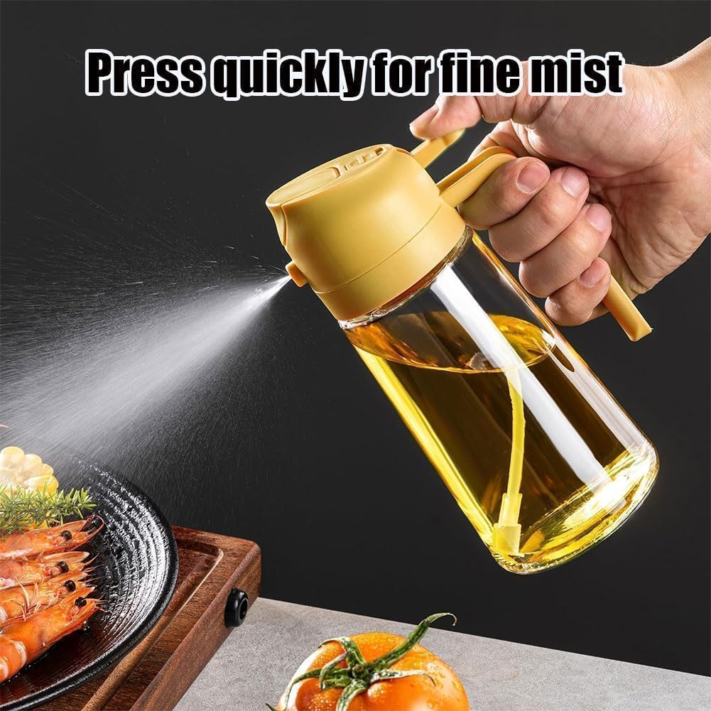 ZZDG 2 in 1 Oil Dispenser and Oil Sprayer, Oil Sprayer for Cooking, Cooking Oil Dispenser Sprayer, Oil Dispenser for Kitchen Spray, 2In1 Glass Olive Oil Dispenser Bottle (470Ml,White) - White image number 2