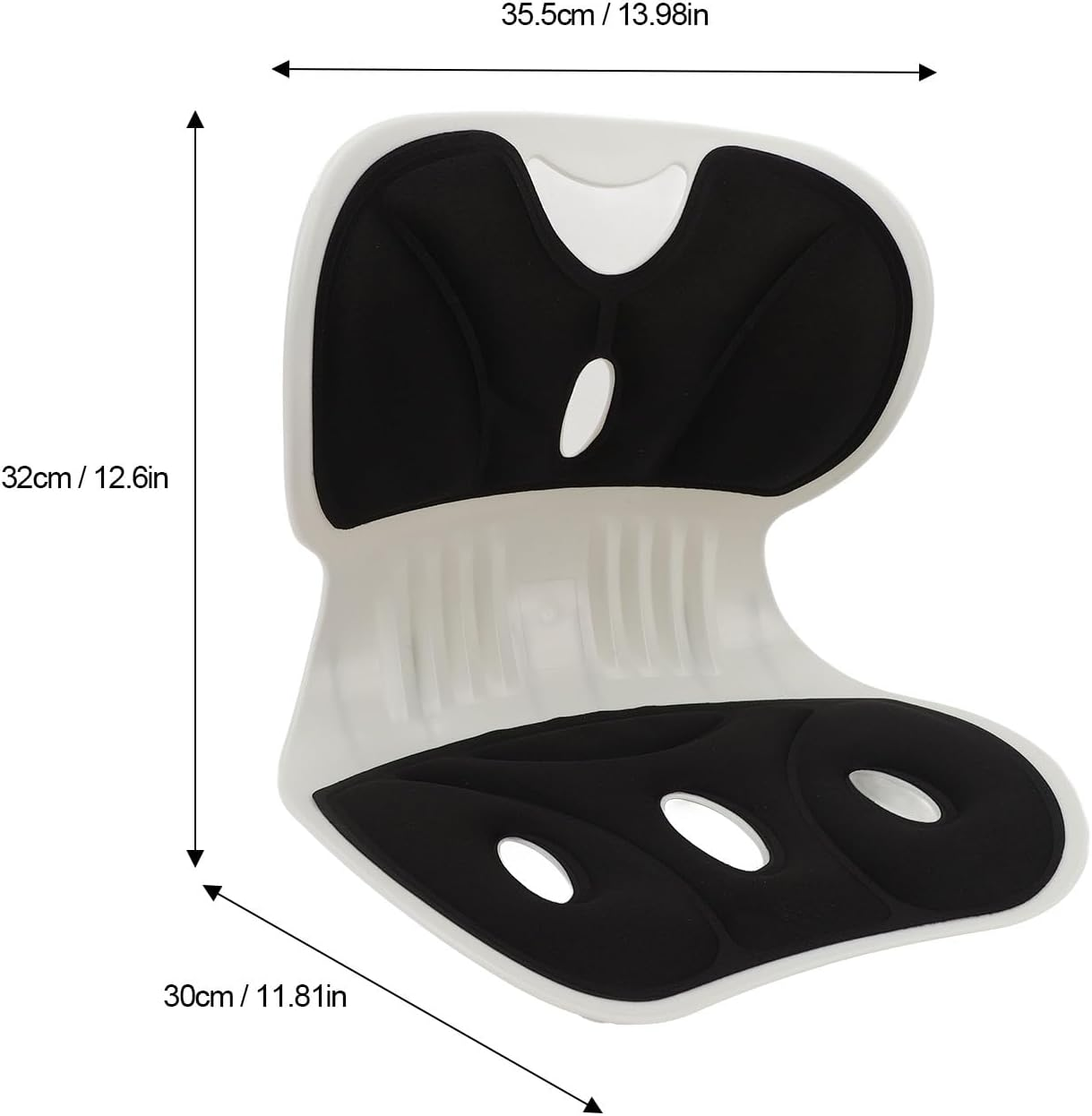 Back and Lumbar Support, Petal Shaped Ergonomic Chair Back Posture Corrector, Breathable Comfortable Office Chair Seating Cushion Prevents the Build up of Pressure and Pain (Black) - Black image number 3