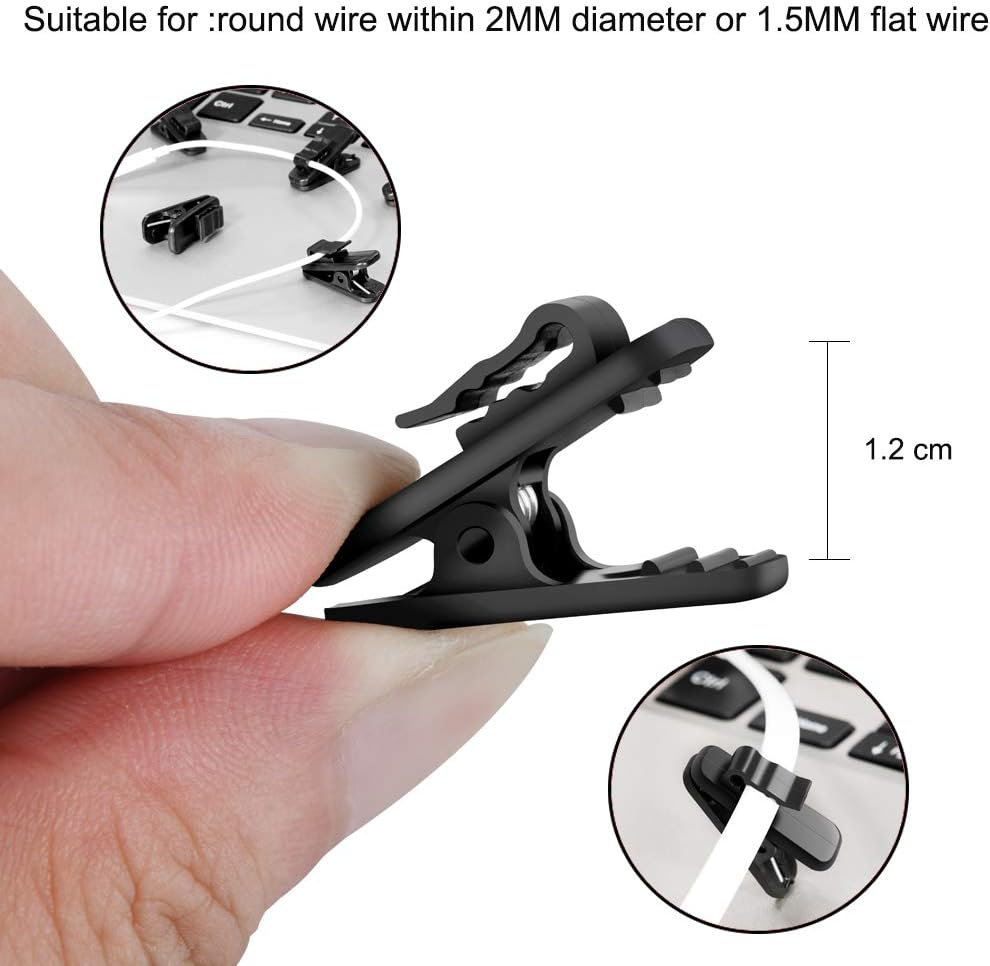 FENGWANGLI Earphone Wire Clip Headphone Mount Cable Clothing Clip Earbud Clip to Keep Earphone/Microphone Cord in Place for 1.5Mm Wire Diameter round Wire Earphone,12 Pcs (Black) image number 2
