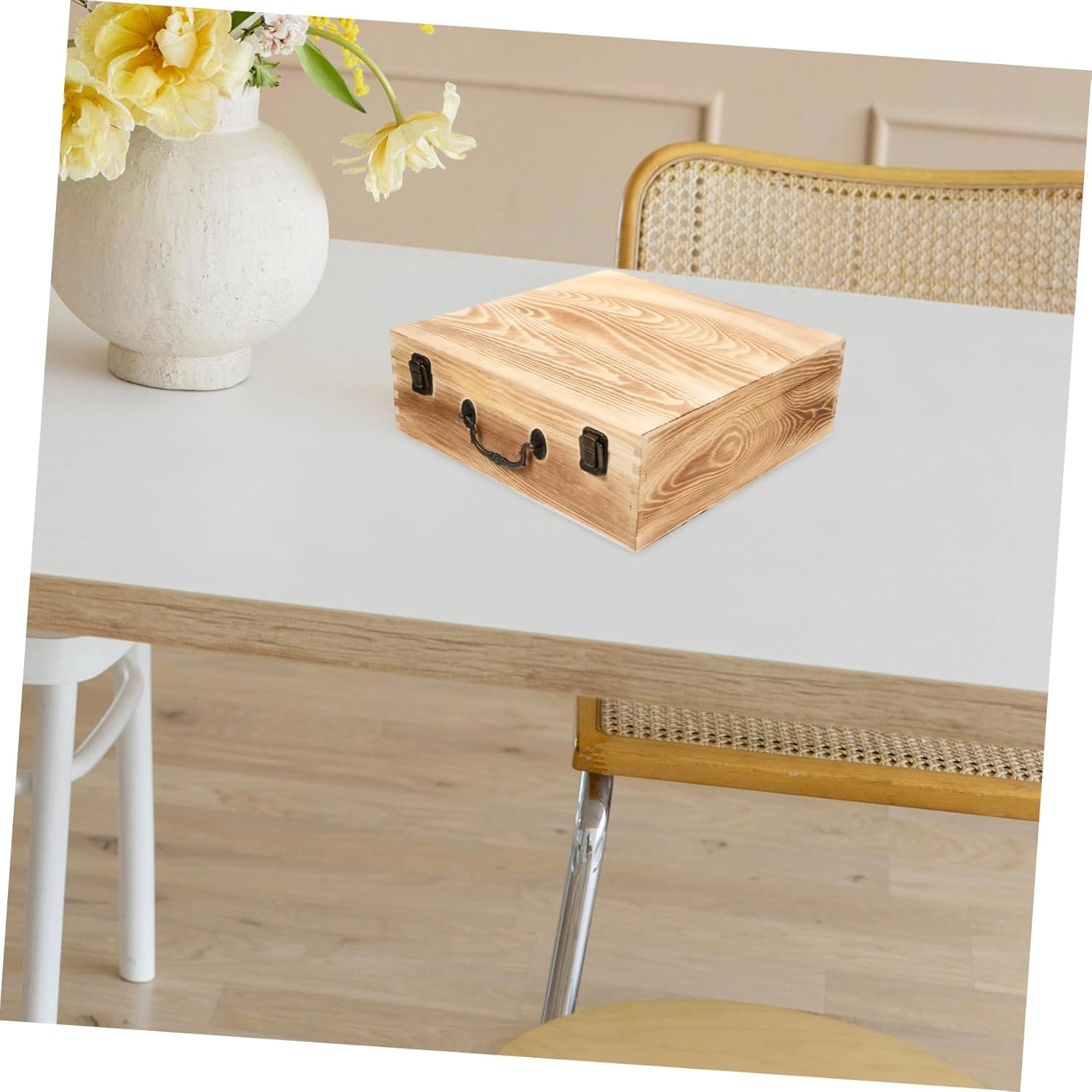 CORHAD Wooden Jewelry Box and Trinket Storage Box Retro 30X30X10Cm Vintage Wooden Treasure Chest for Jewelry Organizer and Keepsake Storage in Home or Use image number 1