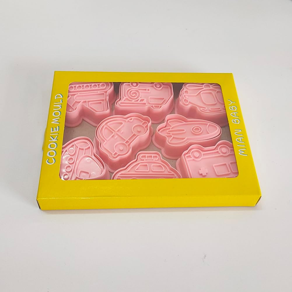 8 Pack Transportation Vehicle Cookie Cutters with Plunger Stamper, Transportation Theme Embossing Cutter for Fondant Biscuit Pastry Cheese Baking image number 5
