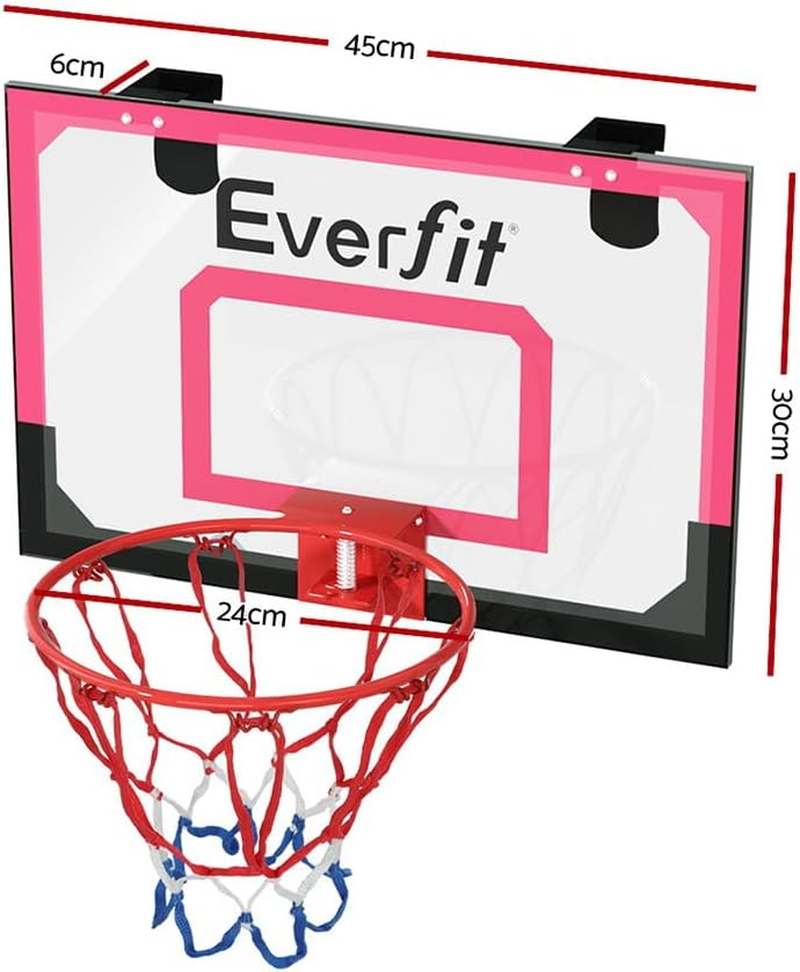 Everfit 23" Mini Basketball Hoop for Kids Adult, Indoor Door Basket Ball Hoops Net Wall Backboard, Wall-Mounted Toys Home Room for Sports Exercise Playing Game, Red image number 4